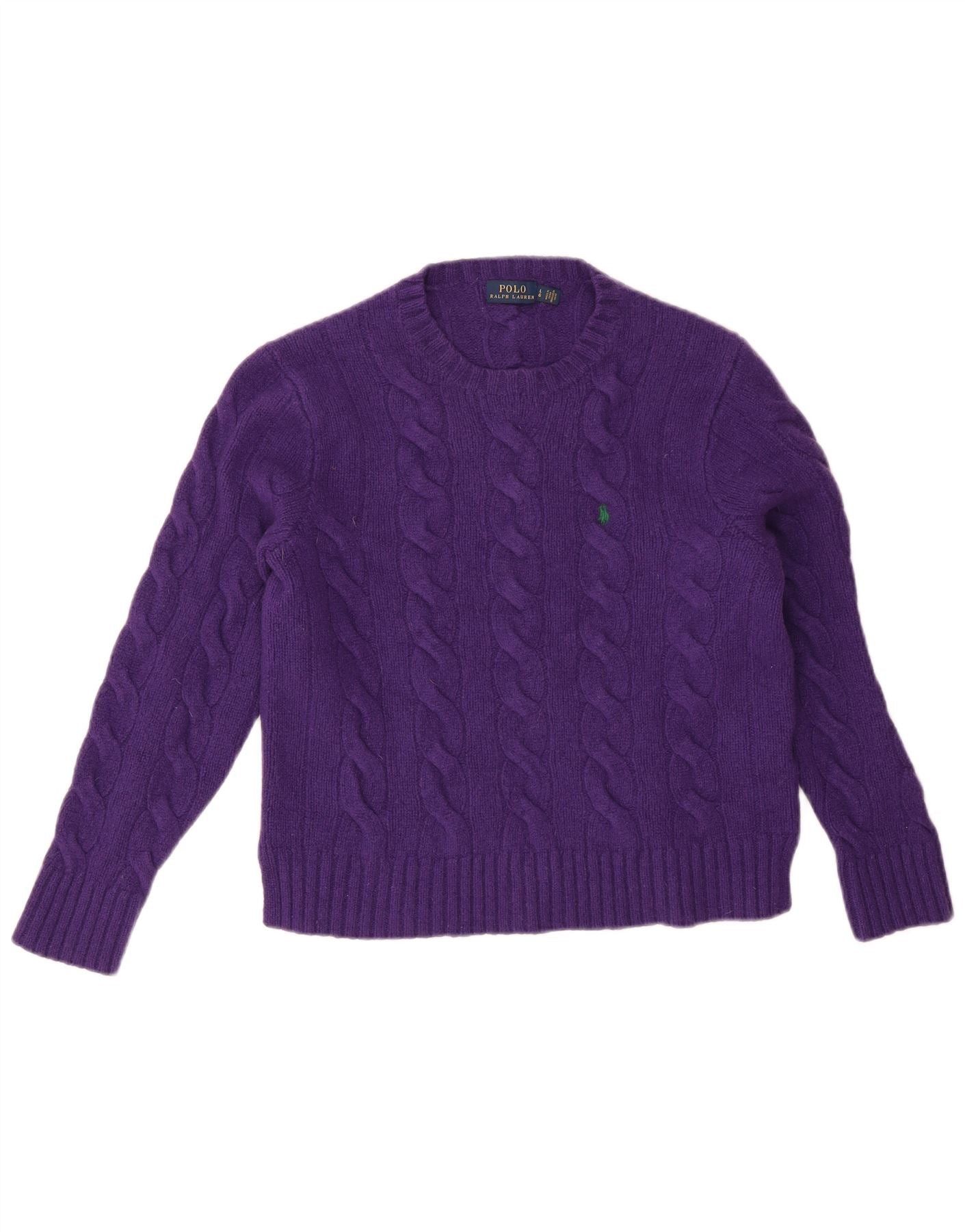 Polo Ralph Lauren Womens Crew Neck Jumper Sweater UK 14 Large Purple Size S / US 4 / IT 40 - 1 Thumbnail