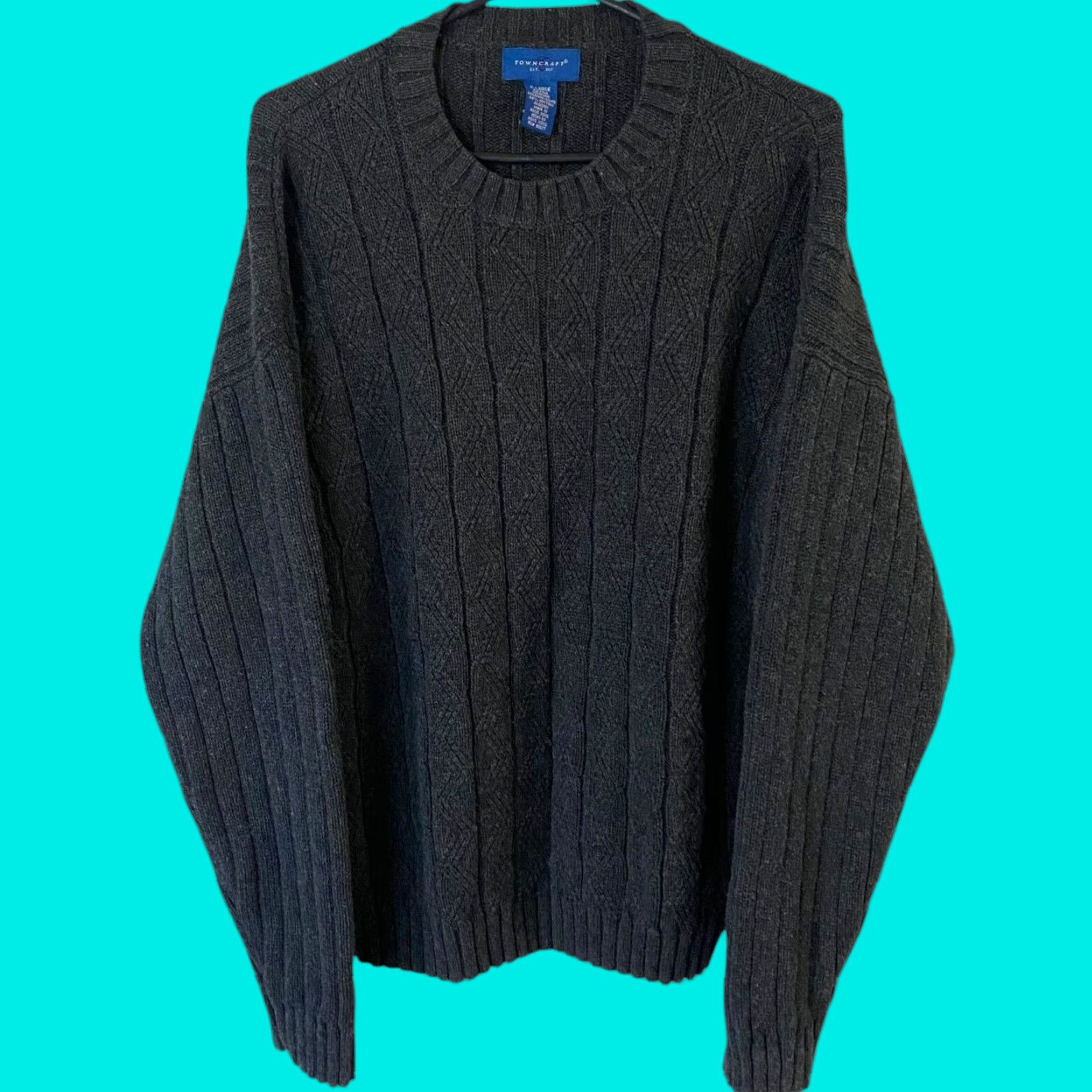 Vintage VINTAGE Towncraft Men’s XL Crewneck Sweater Gray Heavyweight Knit Casual Fall Winter Size US XL / EU 56 / 4 - 1 Thumbnail