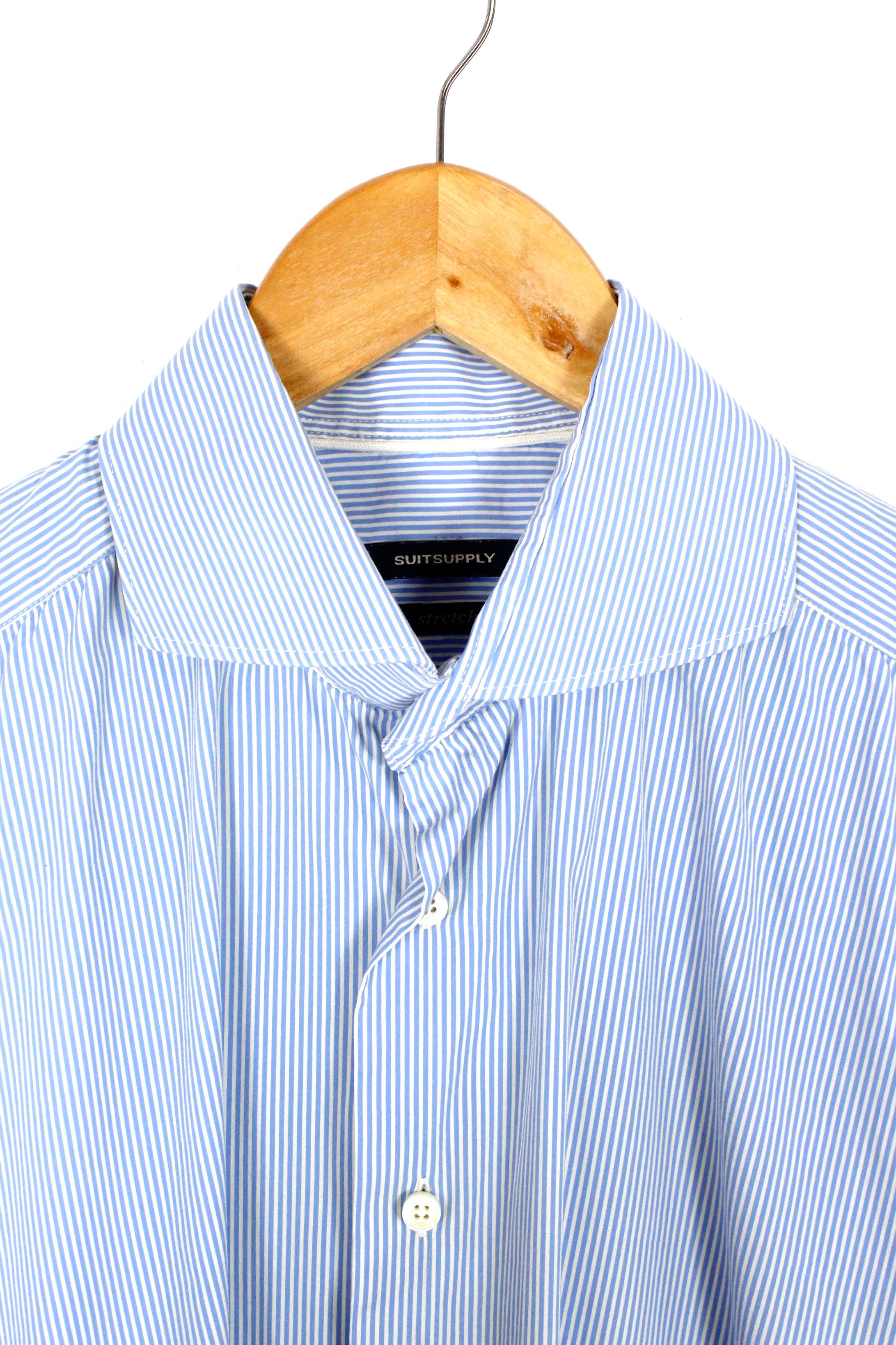 Suitsupply Suitsupply Blue Striped Cotton Formal Shirt 39 size Size US L / EU 52-54 / 3 - 3 Thumbnail