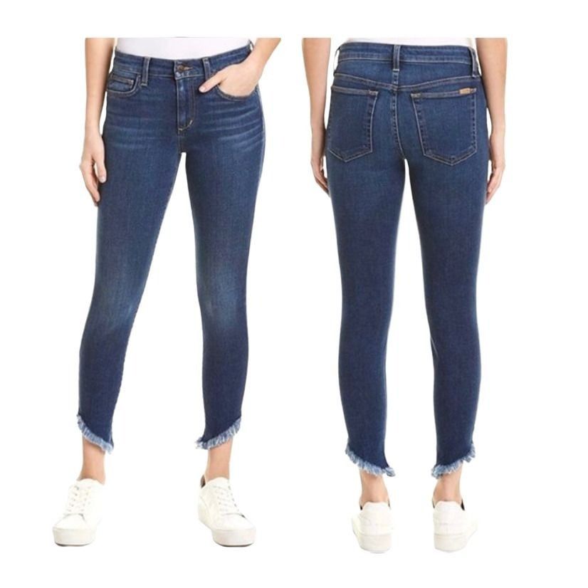 Joe's ❤️Joe's High Rise Skinny Ankle Jeans Dark Wash Diagonal Fray Size 40" / US 18 - 1 Thumbnail