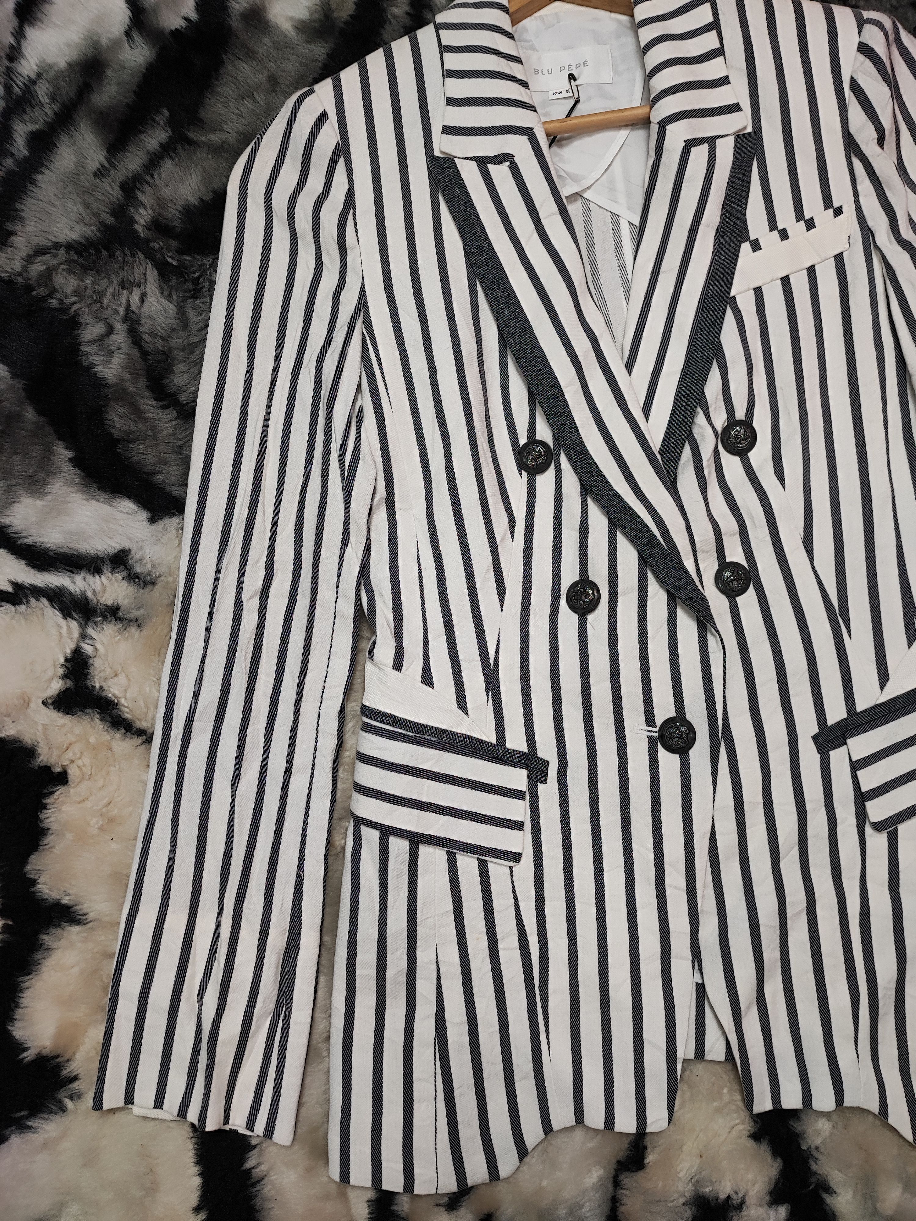 Hysteric Glamour BLU PÉPÉ Nautical Striped Double Breasted Blazer Jacket Size US L / EU 52-54 / 3 - 3 Thumbnail