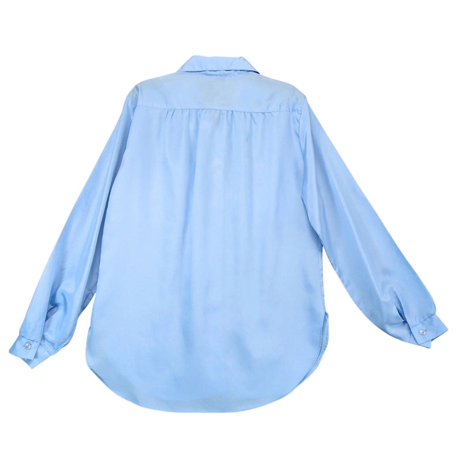 Vintage Carl Lawrence Blue Button Front Blouse Women's M Long Sleeve Size M / US 6-8 / IT 42-44 - 2 Thumbnail