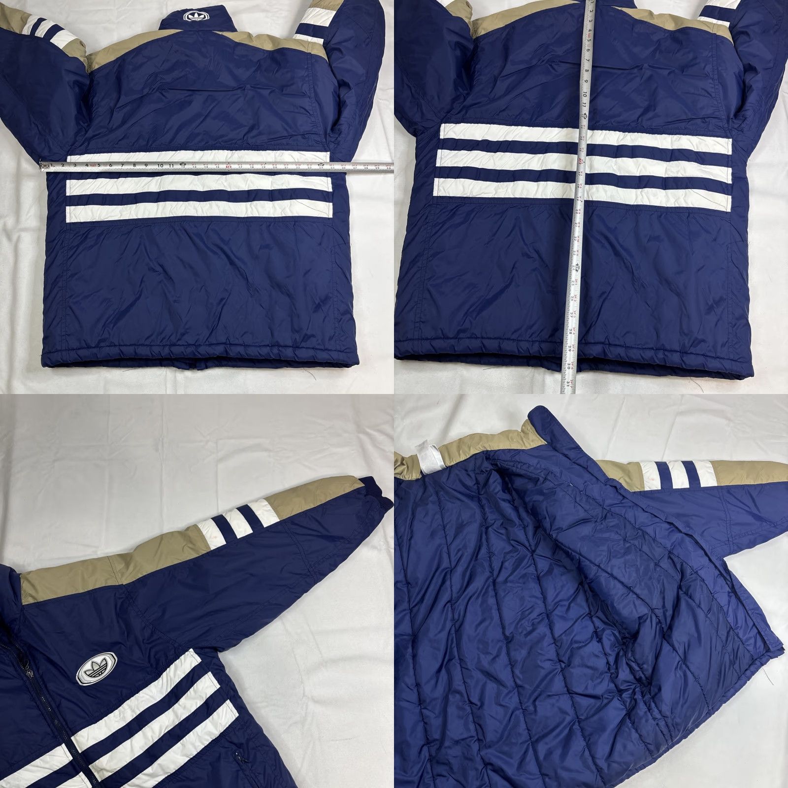 Adidas VINTAGE Adidas Puffer Jacket Men M Blue Tan Stripes 90s Y2K Nike? Size US M / EU 48-50 / 2 - 8 Thumbnail