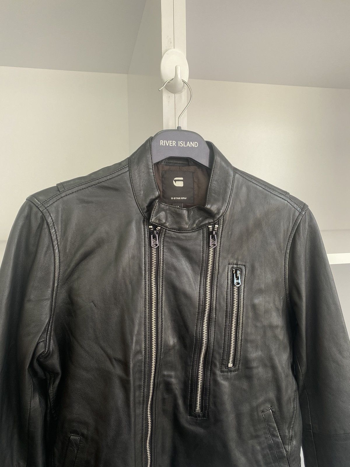 G-Star × Vintage Vintage G Star Raw Leather Hybrid Slim Biker wmns jacket Size M / US 6-8 / IT 42-44 - 5 Thumbnail