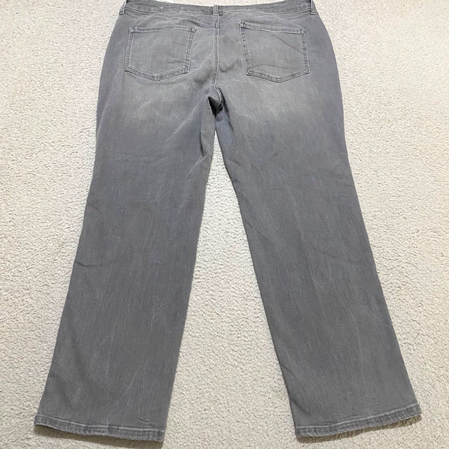 Vintage Chicos Jeans Gray Denim 16P Slim Straight High Rise Petite 5-Pocket Design Medium Wash Women Mens Girls Distress Size 38" / US 16 / IT 52 - 2 Thumbnail