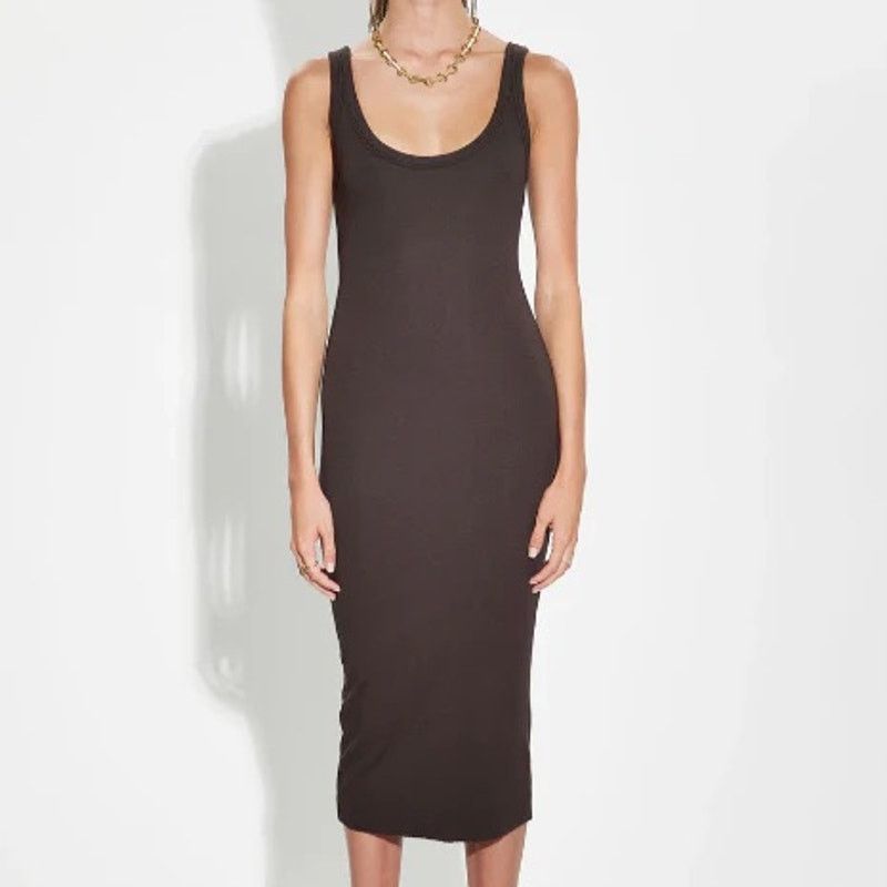 COTTONCITIZEN $185 New Cotton Citizen Verona Midi Dress - Espresso - XS Size XS / US 0-2 / IT 36-38 - 1 Thumbnail