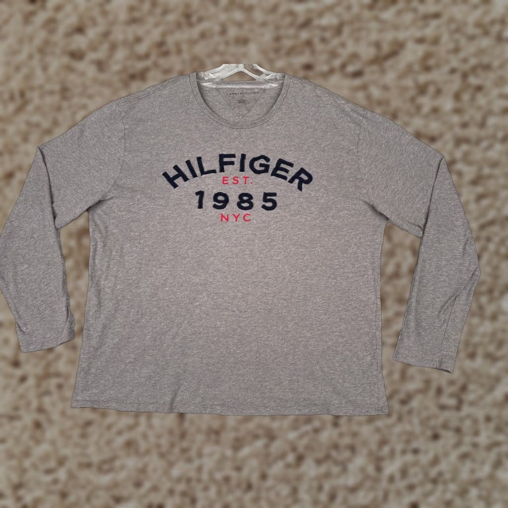Tommy Hilfiger Tommy Hilfiger Shirt Adult 2XL XXL Gray Long Sleeve Crew Neck Cotton 1985 NYC Size US XXL / EU 58 / 5 - 1 Thumbnail