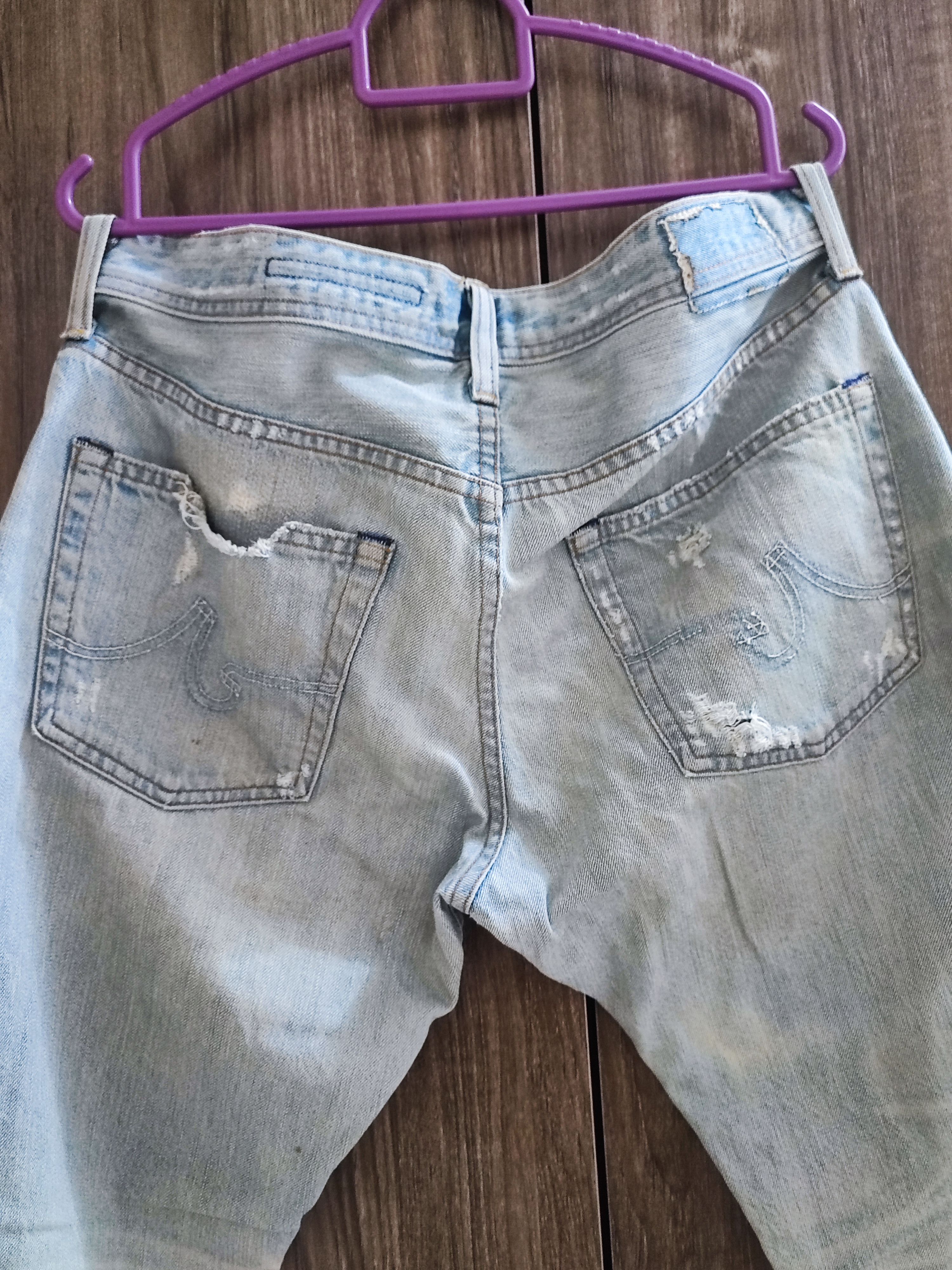 AG Adriano Goldschmied AG Adriano Goldschmied Distressed Faded Blue Jeans Size US 33 - 5 Thumbnail
