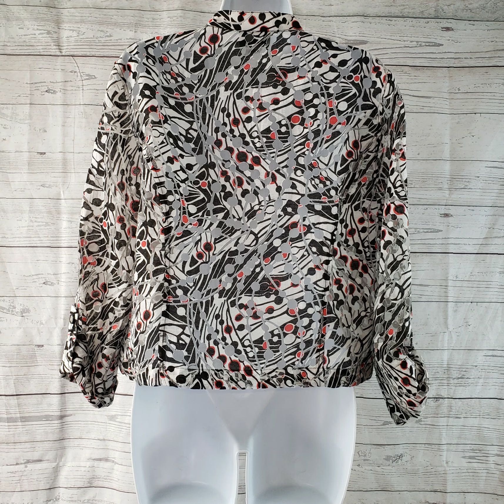 Vintage Lark Lane Womens Top Sz 8 Black Red Button Front Burnout 3/4 Sleeve Rayon Blend Size M / US 6-8 / IT 42-44 - 4 Thumbnail