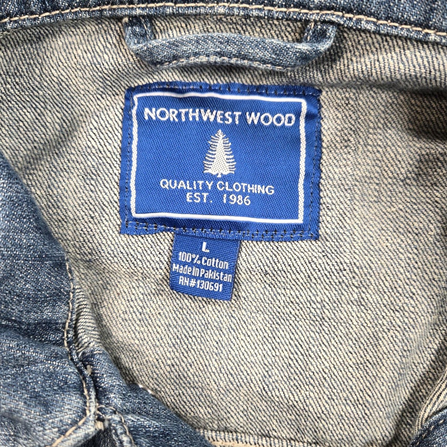 Denime VINTAGE Northwest Wood Jacket Mens L Blue Denim Trucker Button Front Biker Casual Size US L / EU 52-54 / 3 - 2 Thumbnail