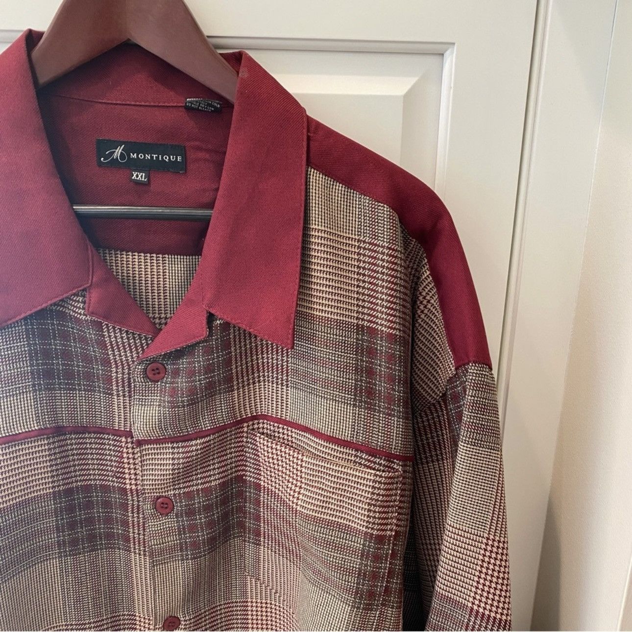 Vintage Retro Grandpa Plaid Shacket Button Down Shirt Red Size US XXL / EU 58 / 5 - 2 Thumbnail