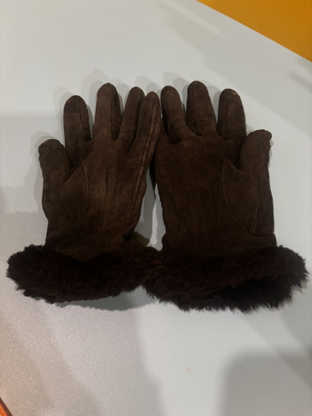 Ugg UGG Australia Black Suede Fur Trim Gloves Size ONE SIZE - 4 Thumbnail
