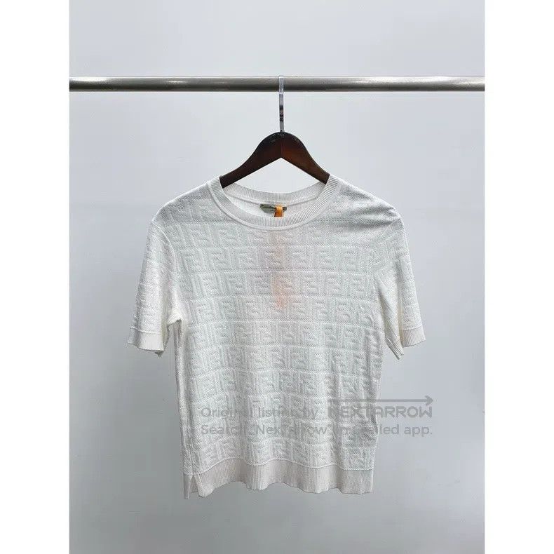 Fendi White dark pattern full print logo