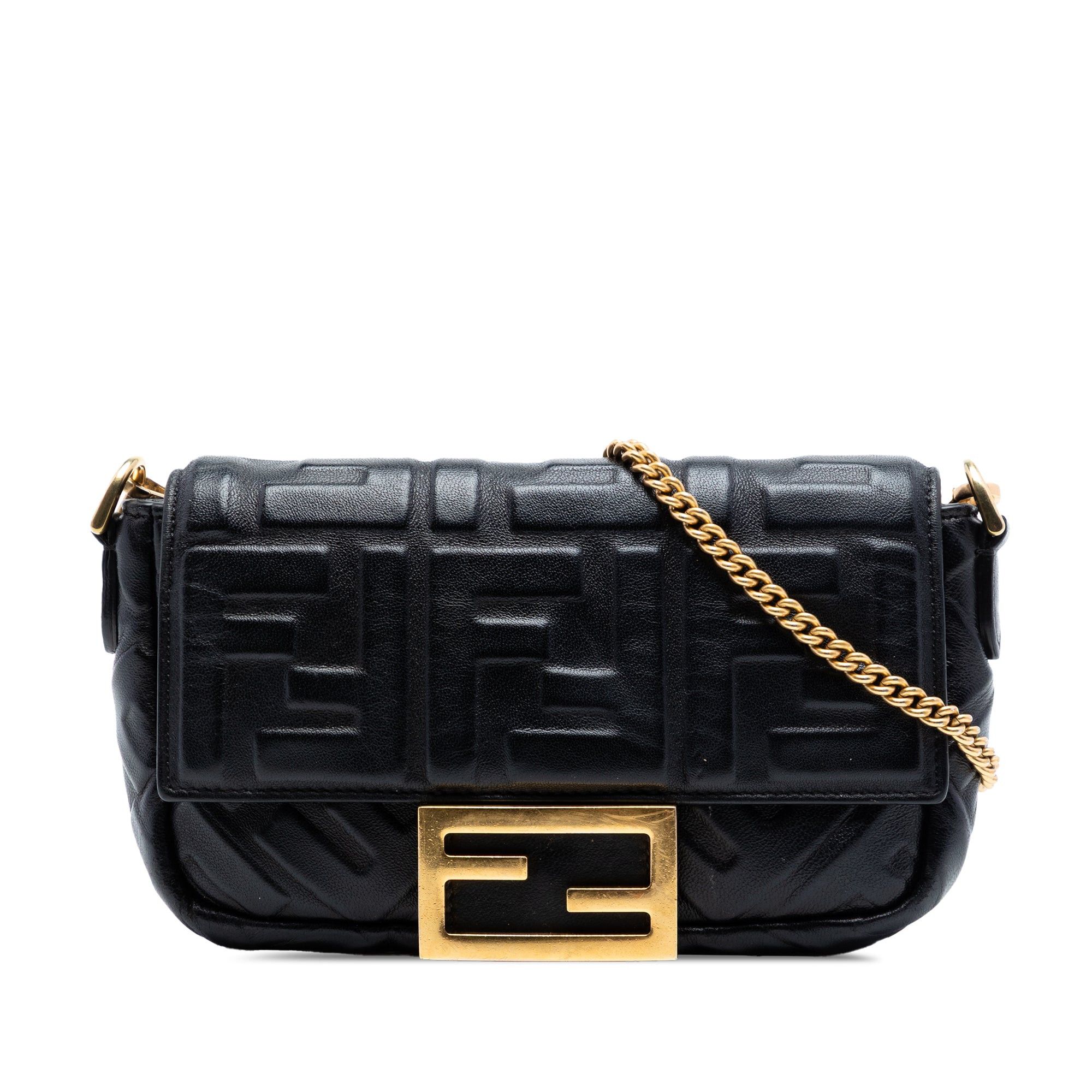 Fendi Mini Zucca Embossed Leather Baguette Satchel Size ONE SIZE - 1 Thumbnail