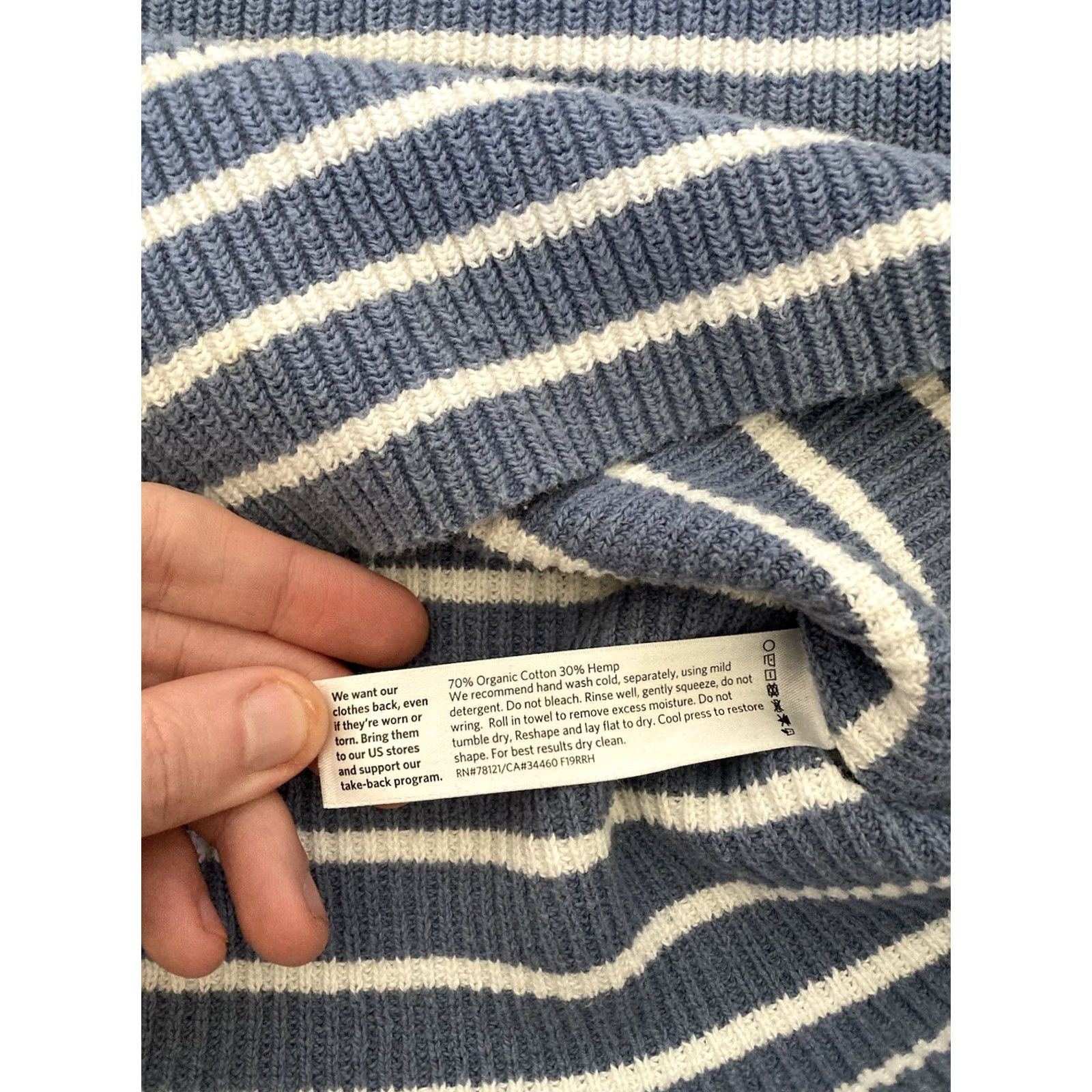 Eileen Fisher Eileen Fisher Striped Sweater Womens XS Hemp Organic Cotton Blue White Pullover Knit Long Sleeve Casual Workwear Size XS / US 0-2 / IT 36-38 - 7 Thumbnail