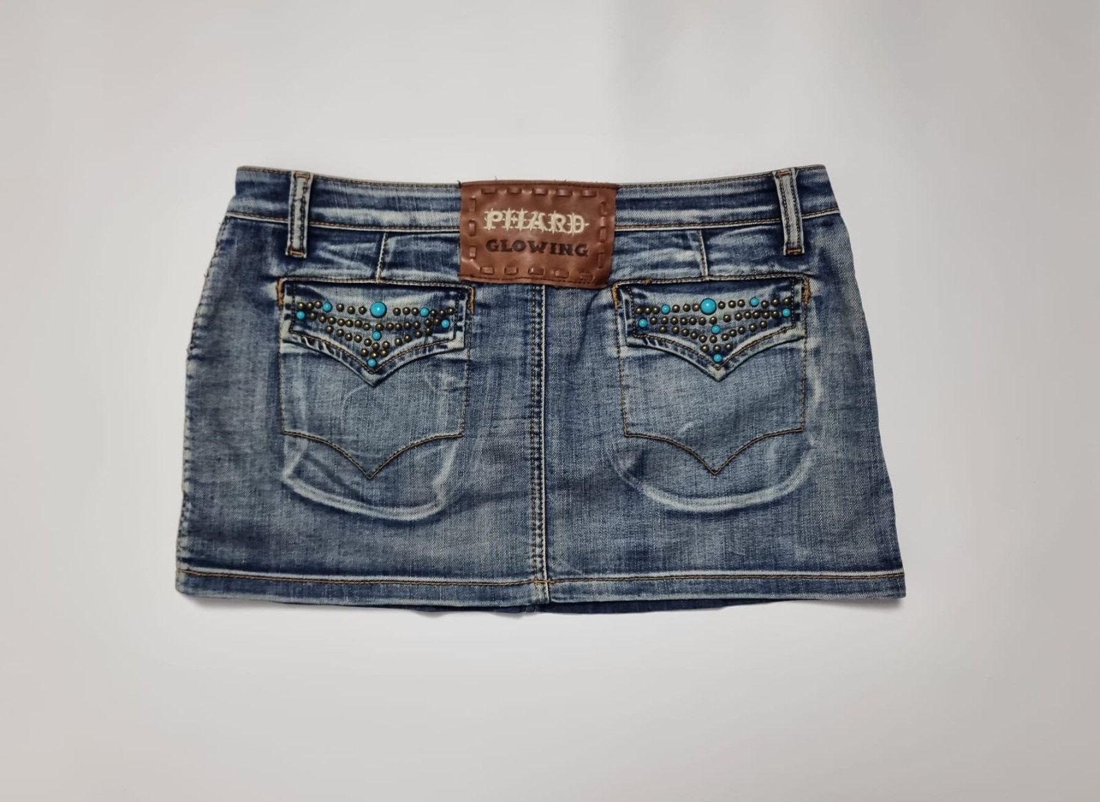 Vintage vintage Phard Glowing jeans leather skirt L country womens Size 29" - 4 Thumbnail