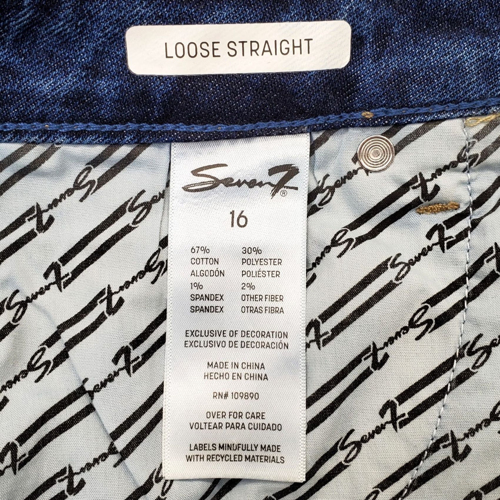 Vintage Seven7 Jeans Womens 16 Blue Denim Premium Streetwear Loose Straight MY10341DE Jeans Size 38" / US 16 / IT 52 - 7 Thumbnail