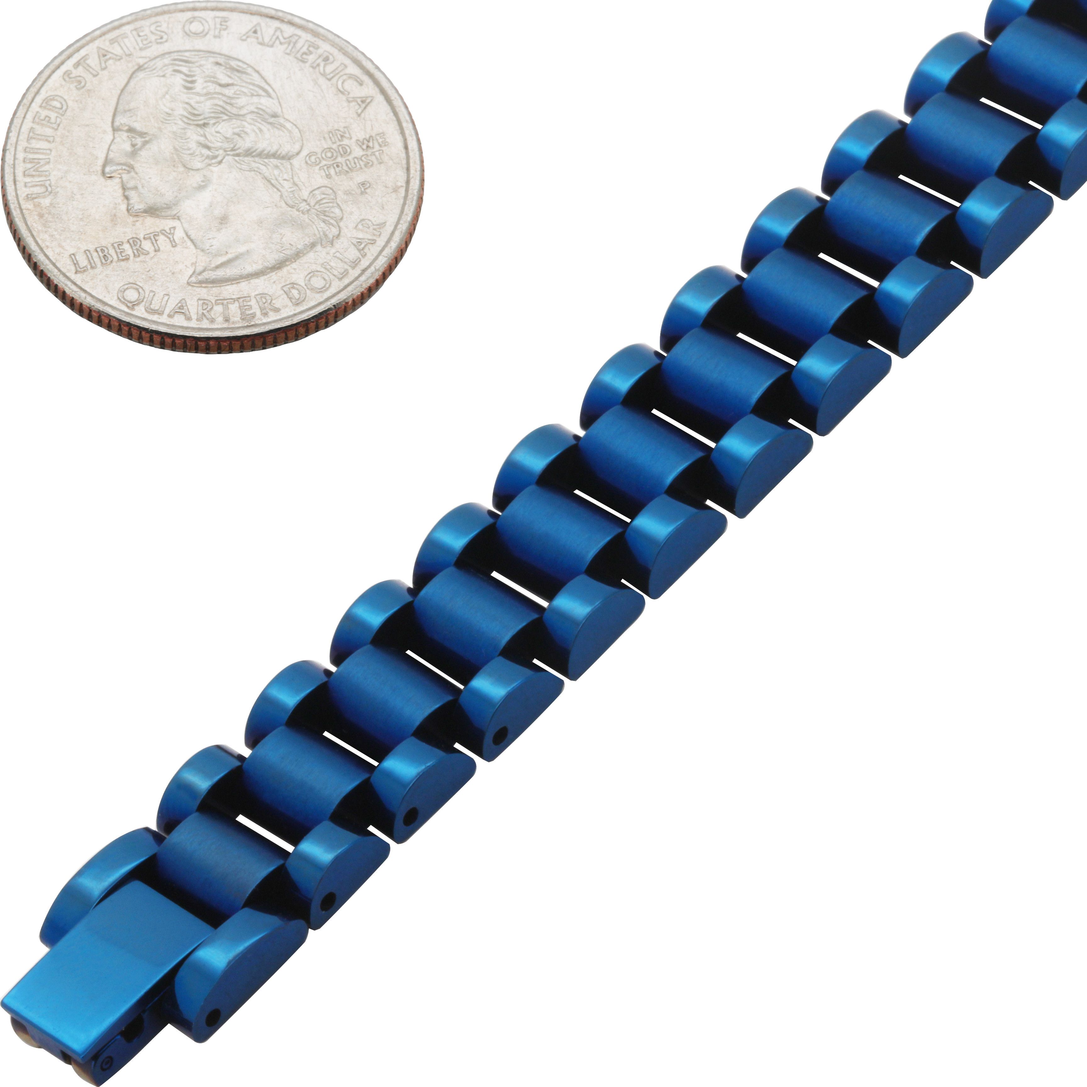 Other 316L SS Blue Rhodium 10mm Watch Strap Link Bracelet 8.25" Size ONE SIZE - 1 Preview