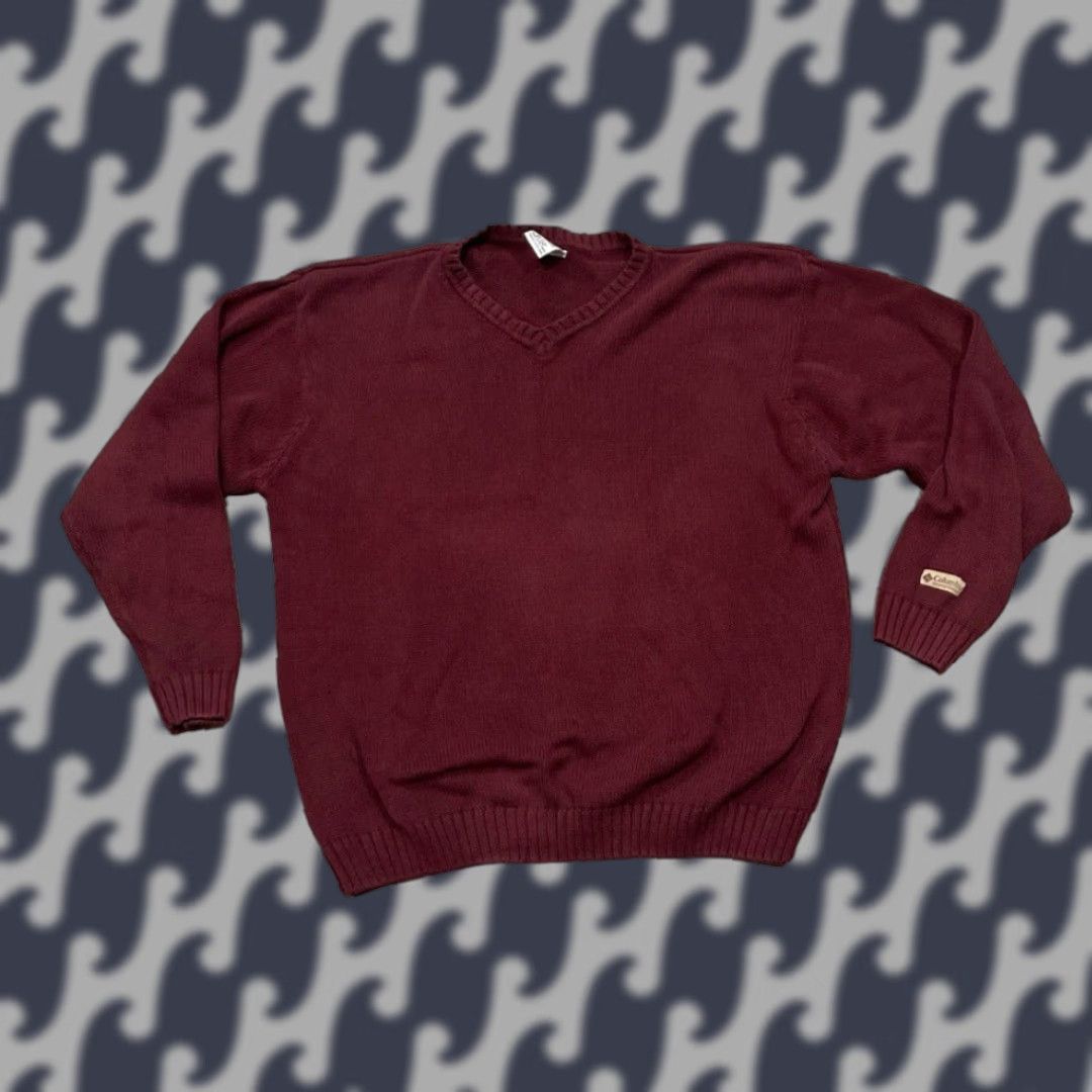 Vintage Columbia Sweater Men L Maroon V-Neck Pullover Logo Long Sleeve Knit Casual 90s Outdoor Size US L / EU 52-54 / 3 - 1 Thumbnail
