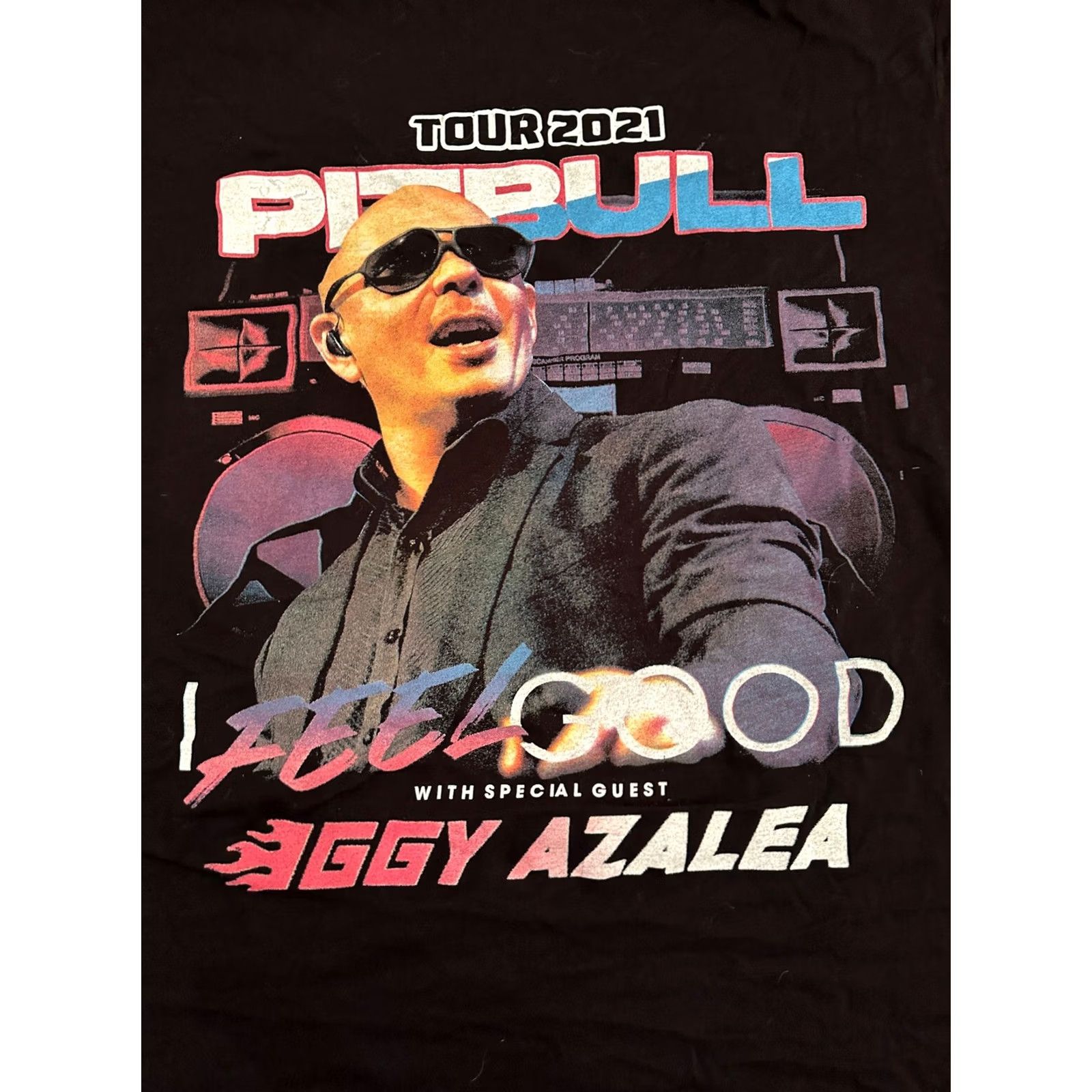 Vintage Pitbull x Iggy Izalea 2021 I Feel Good Tour Concert T-Shirt Men’s Medium Black M Shirt Mens Tour T-Shirt Size US M / EU 48-50 / 2 - 2 Thumbnail