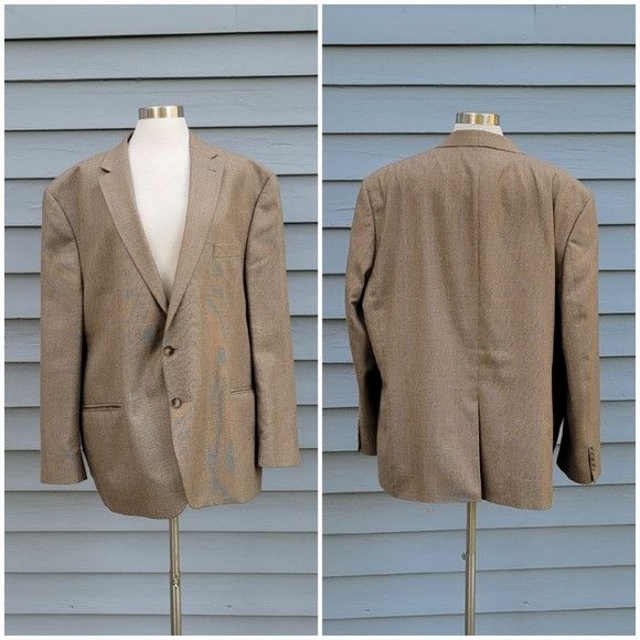 Chaps Chaps Brown Black Duo Pattern Tweed With Faint Blue Stripes Size 50R - 1 Thumbnail