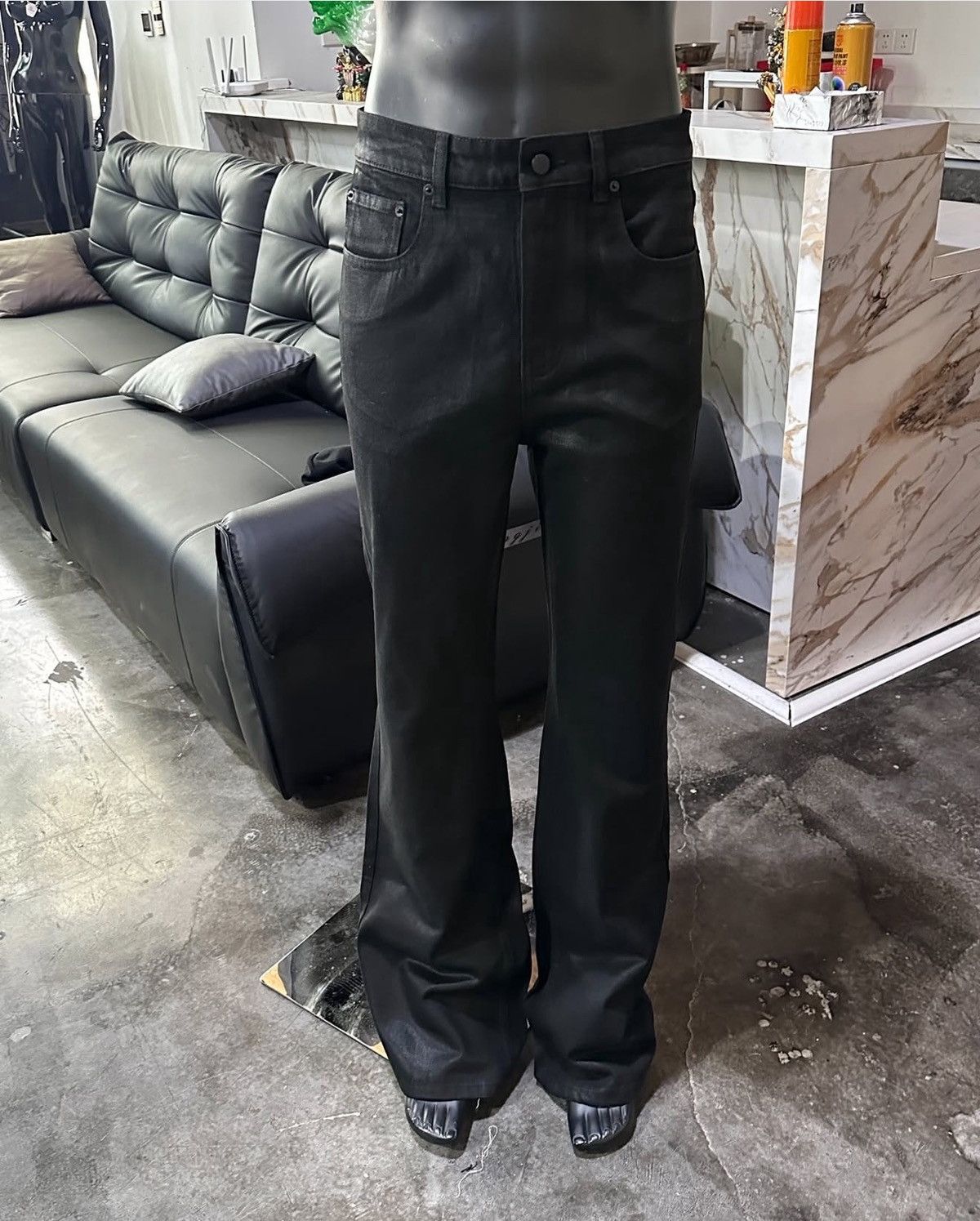 Other Black Waxed Flared Denim Size US 28 / EU 44 - 2 Thumbnail