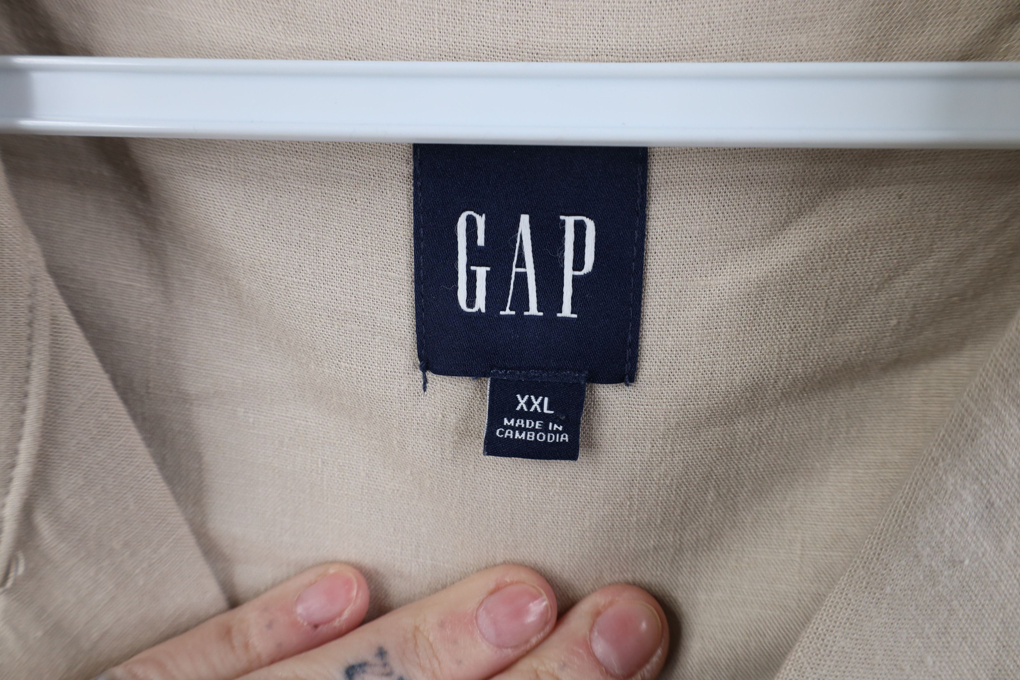 Gap Deadstock Vintage Y2K Gap Looped Collar Button Shirt Beige Size US XXL / EU 58 / 5 - 8 Thumbnail