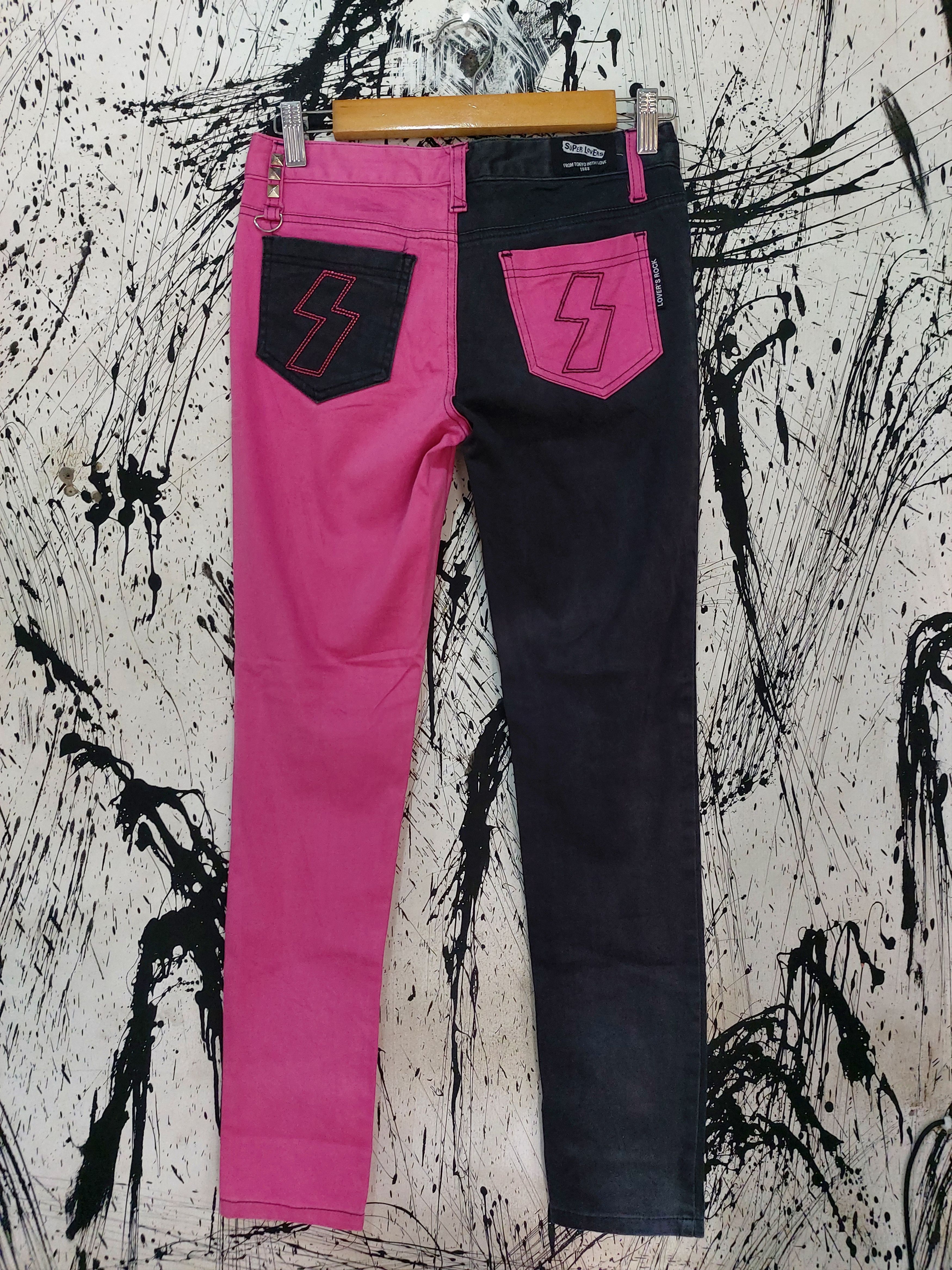 Seditionaries VINTAGE SUPER LOVERS ROCK BLACK PINK JEANS Size 26" / US 2 / IT 38 - 5 Thumbnail