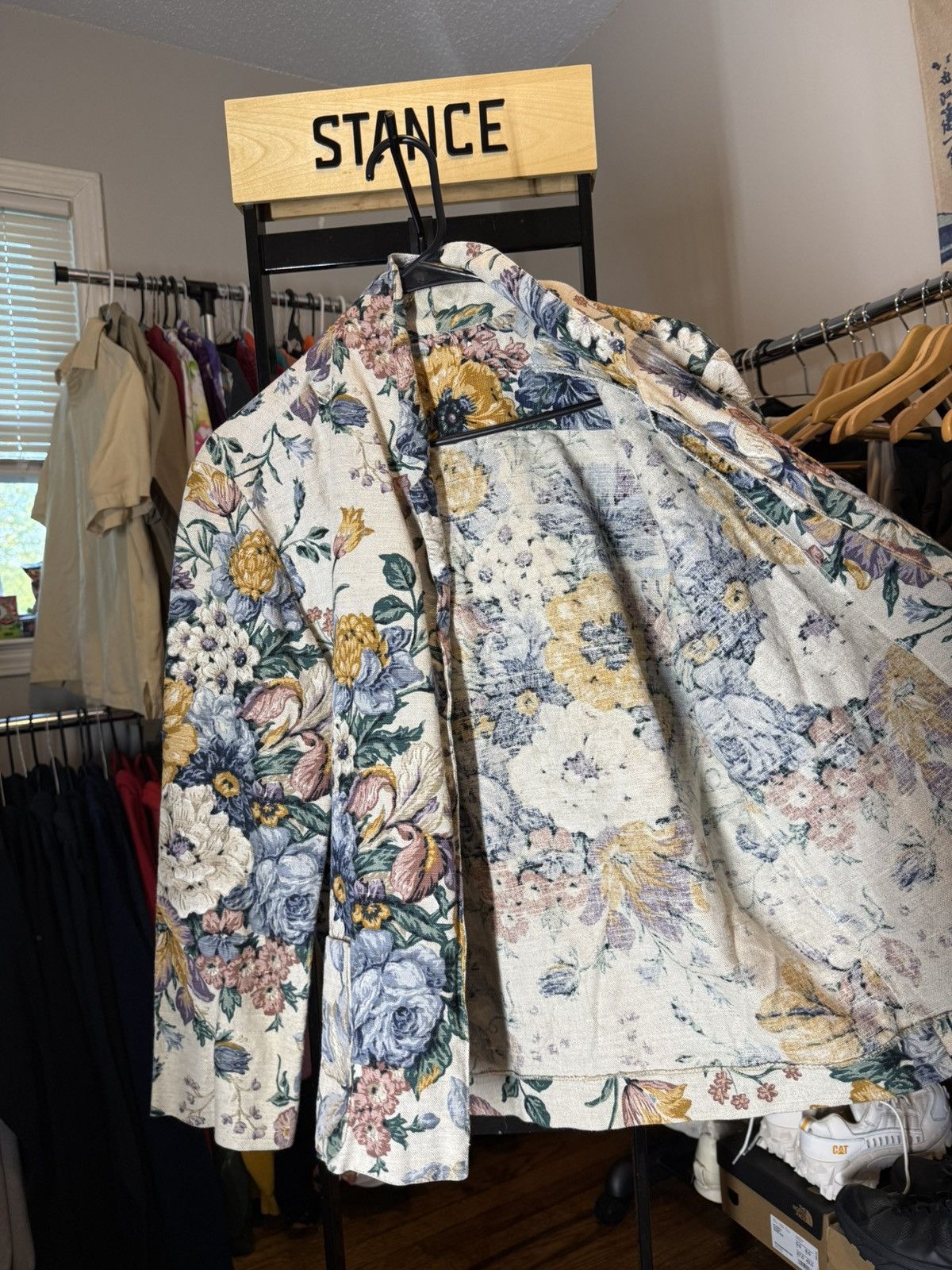 Vintage Vintage Canvas Floral Blazer Size 42S - 4 Thumbnail