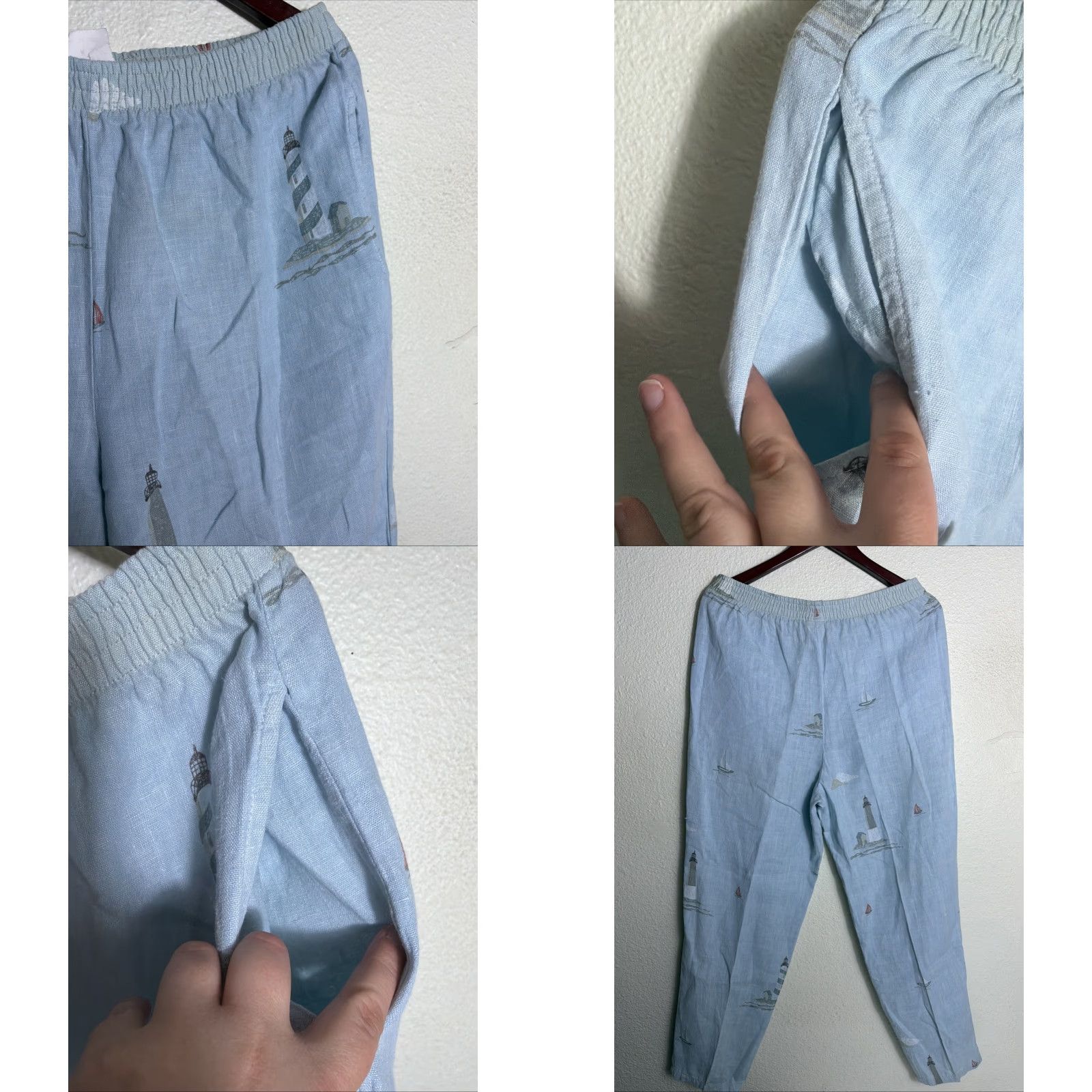 MILLY VINTAGE Valley Linen Pull On Pants Blue M Women Size 32" / US 10 / IT 46 - 8 Thumbnail