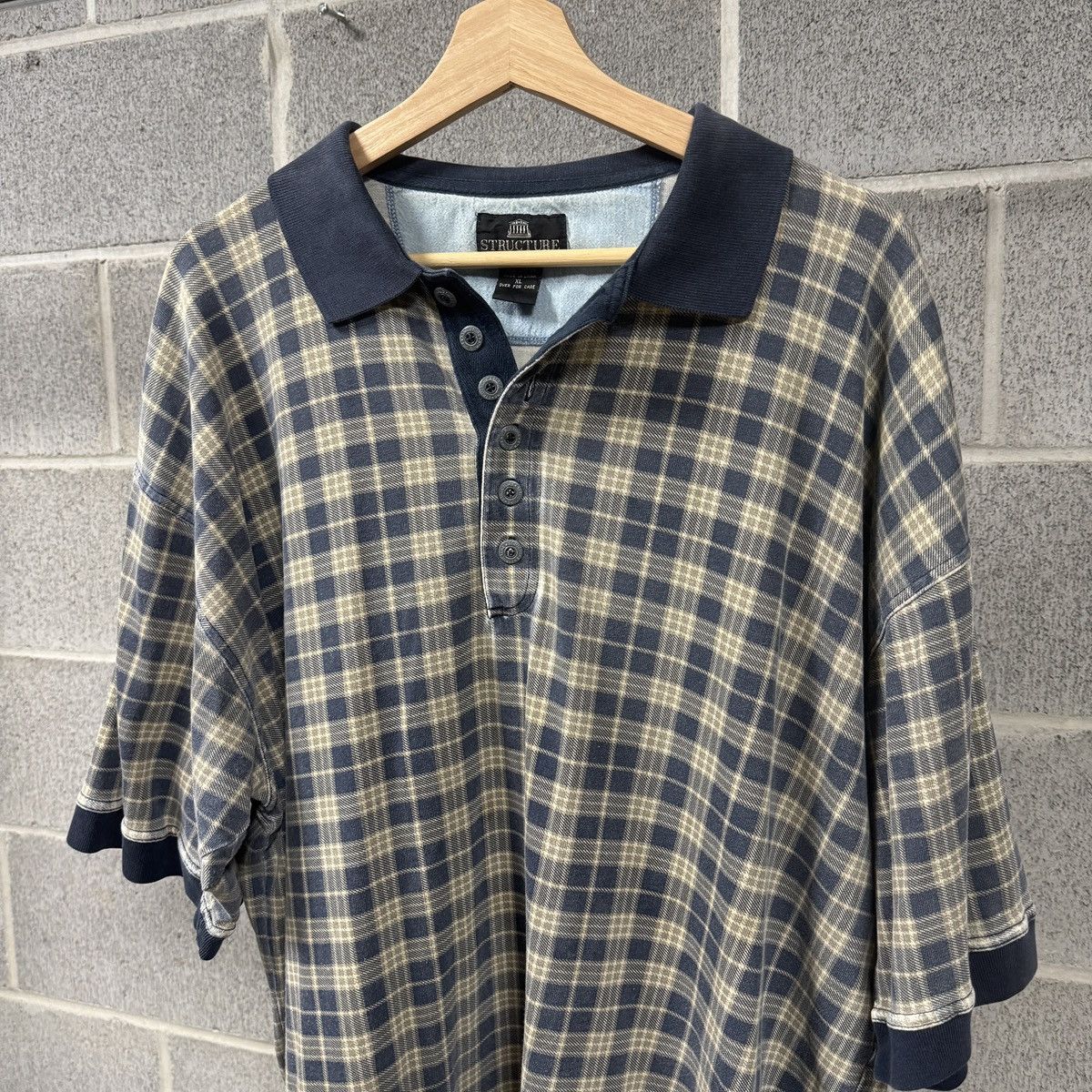 Vintage 90s Faded Thrashed Plaid Collar Shirt ERD Grunge Chrome Size US XL / EU 56 / 4 - 2 Thumbnail
