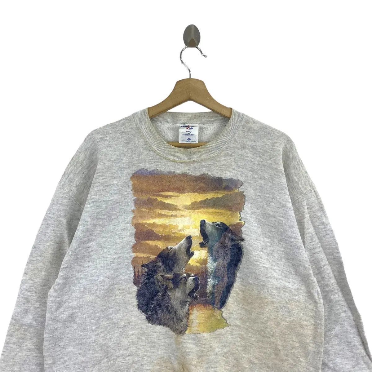 Vintage Vintage 90’ WILD WOLVES FOX Nature Safari Painting Size L / US 10 / IT 46 - 2 Thumbnail