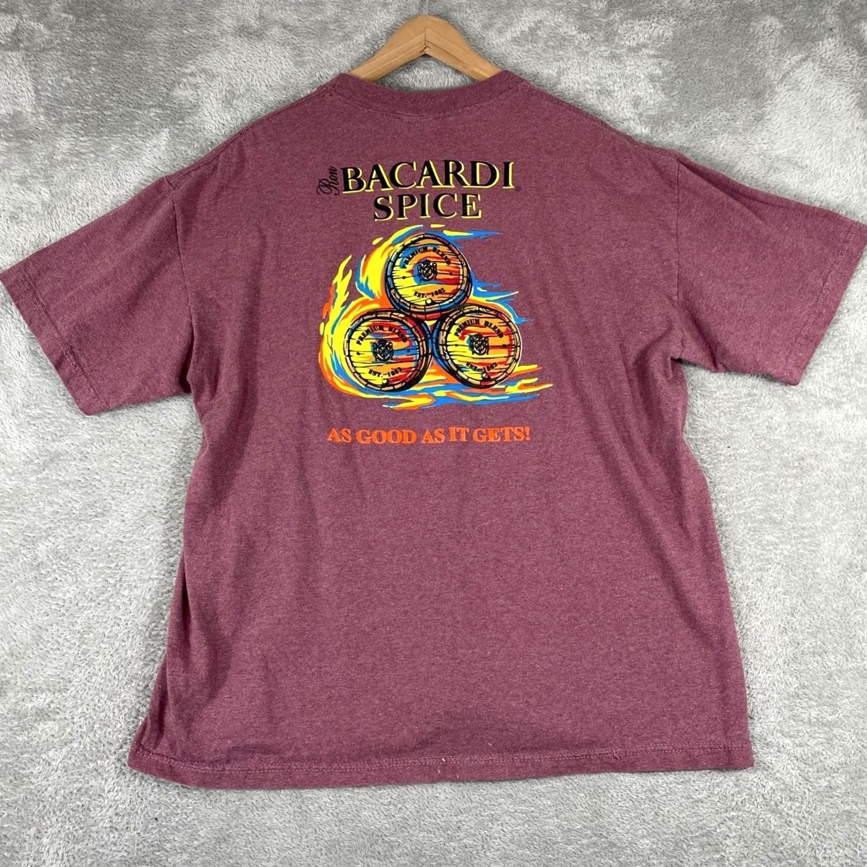 Vintage VINTAGE Bacardi Spice Shirt Mens XL Maroon Graphic Logo USA Heavyweight Size US XL / EU 56 / 4 - 2 Thumbnail