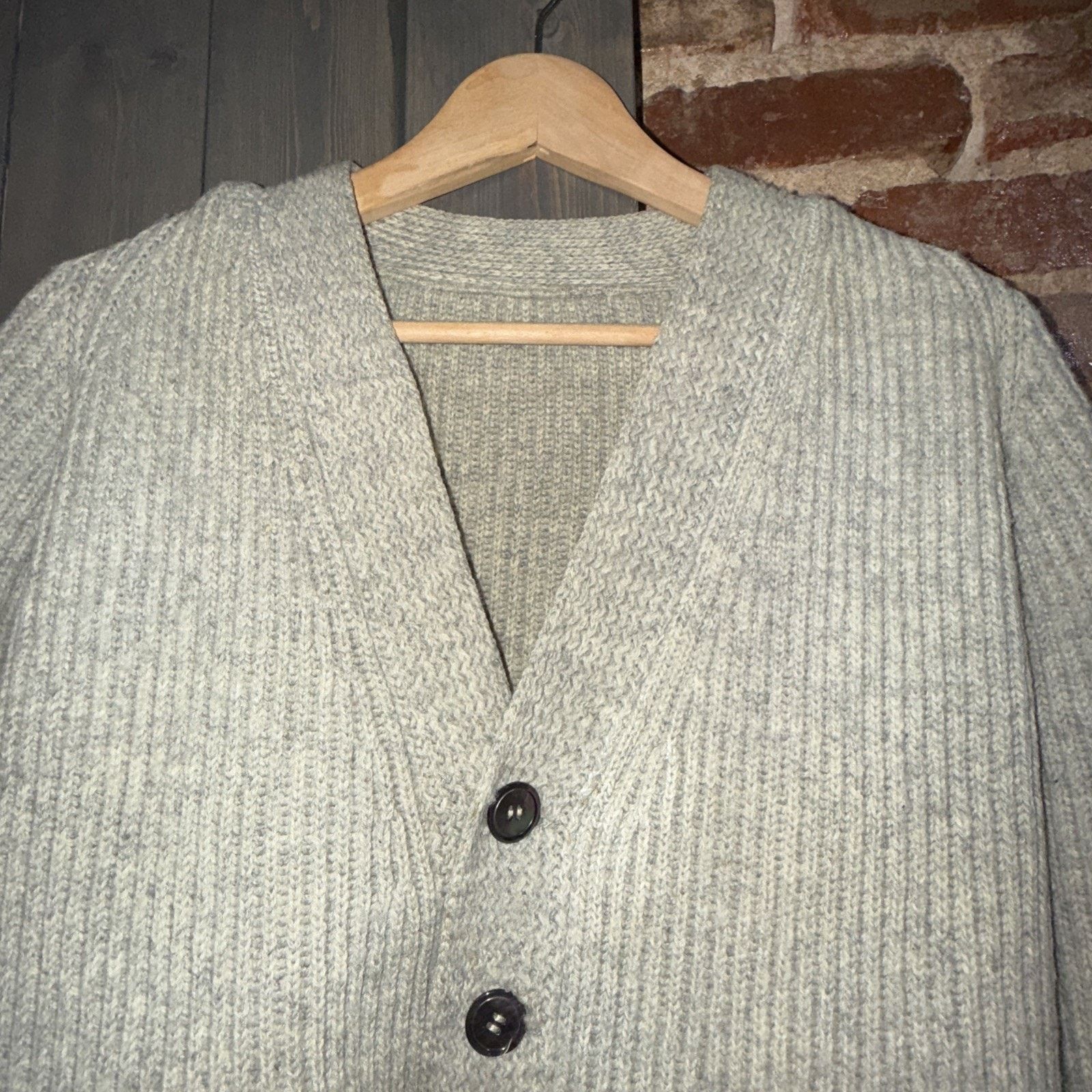 Other Vintage Wool Men's L Gray Ribbed Grandpa Cardigan Sweater Size US L / EU 52-54 / 3 - 5 Thumbnail