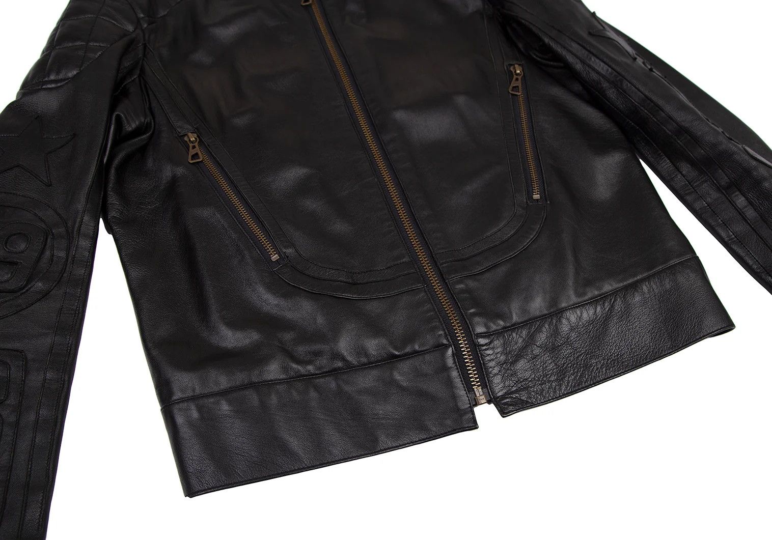 Jean Paul Gaultier Patch Design Lamb Leather Single Rider Jacket Black Size 48 Size US M / EU 48-50 / 2 - 11 Thumbnail