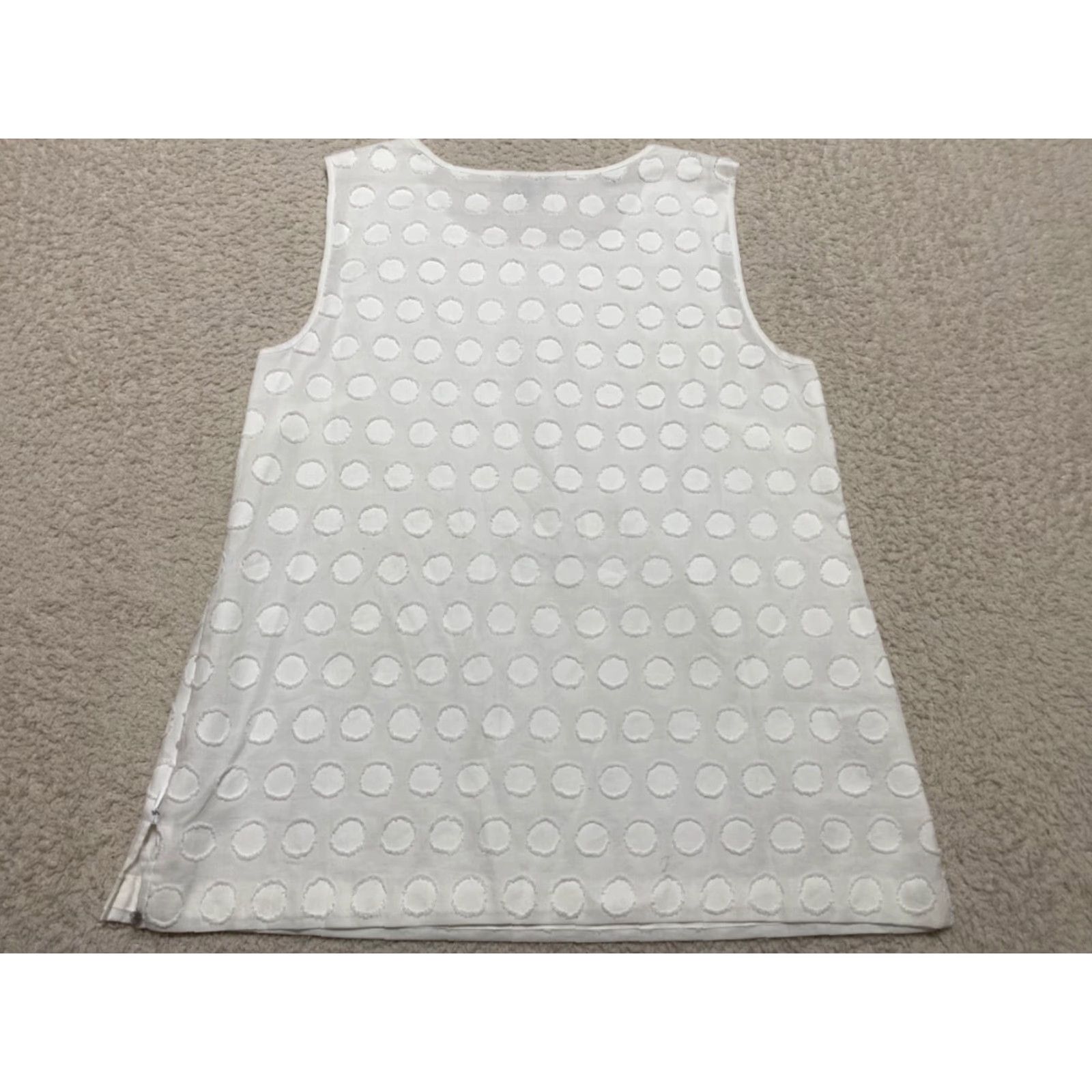 Talbots VINTAGE Talbots Womens Top 4 White Geometric Sleeveless Pullover Cotton Round Neck Blouse Size S / US 4 / IT 40 - 6 Thumbnail