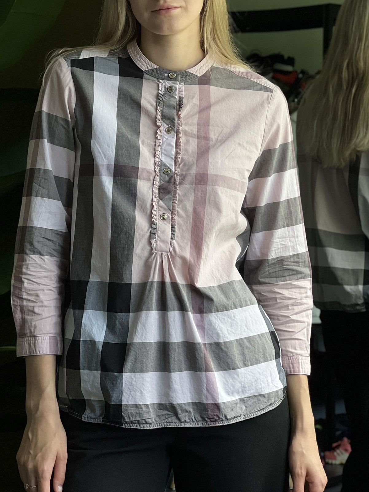 Burberry Burberry Pink House Check Cotton Shirt Grandad Collar Size M Size M / US 6-8 / IT 42-44 - 1 Thumbnail
