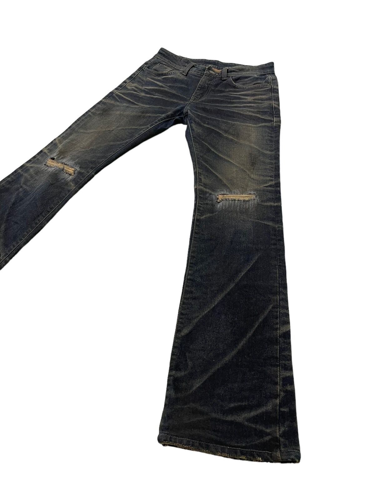 Japanese Brand Flare Jeans Slim AVH Distress Stretch Boot Cut 6🟦4 Size US 30 / EU 46 - 3 Thumbnail