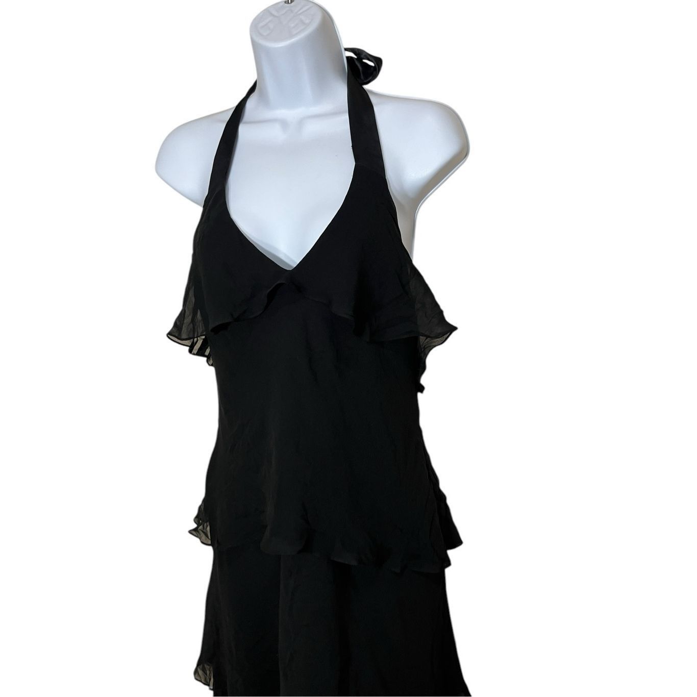 Jones New York Vintage Jones New York 90s 100% Silk Black Tiered Dress Size Size L / US 10 / IT 46 - 2 Thumbnail