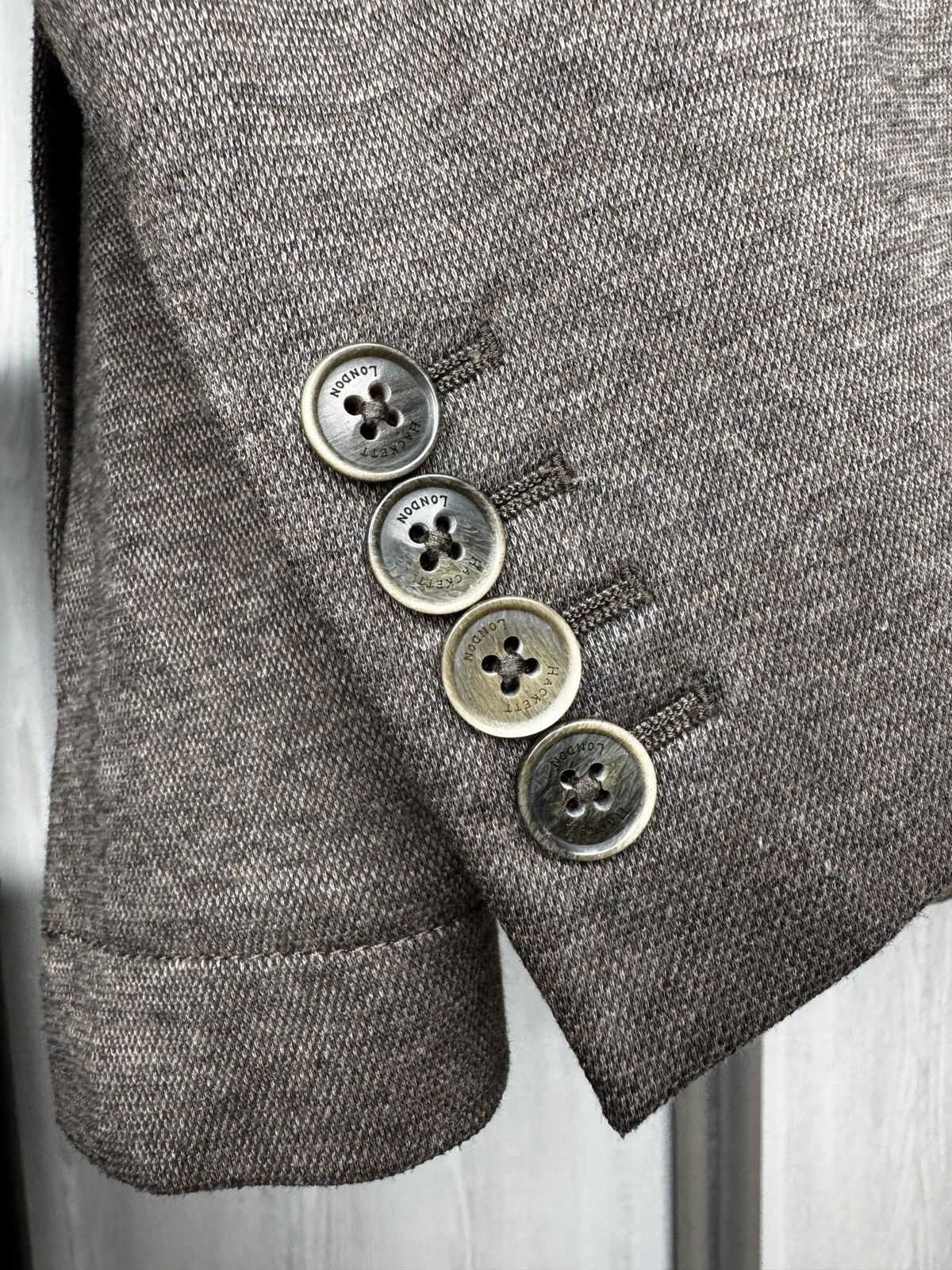 Hackett London brown cotton unlined 2 buttons blazer