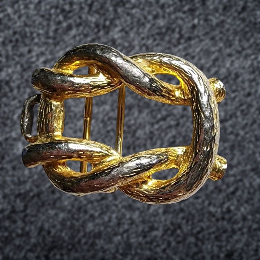 Vintage VINTAGE Mimi di N 1970s Art Deco Gold Metal Knot Belt Buckle / Scarf Slide Womens Size ONE SIZE - 1 Thumbnail