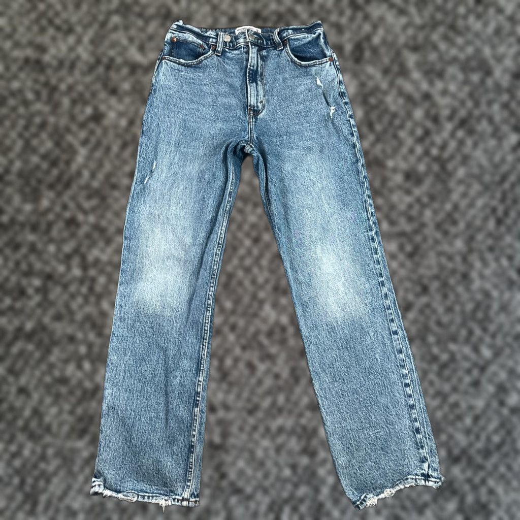 Abercrombie & Fitch Abercrombie & Fitch Jeans 90s Straight High Rise 29/8 Denim Light Wash Women Regular 5-Pocket Blue Cotton Denim Jeans Size 30" / US 8 / IT 44 - 1 Thumbnail