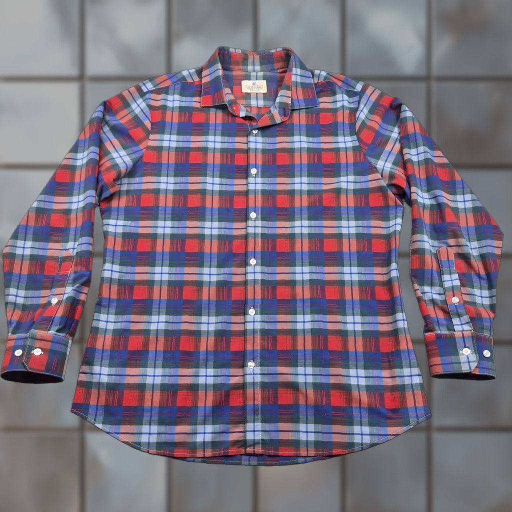 Mizzen+Main Mizzen+Main Button Up Shirt Mens XL Red Plaid Long Sleeve Trim Fit Stretch Shirt Size US XL / EU 56 / 4 - 1 Thumbnail