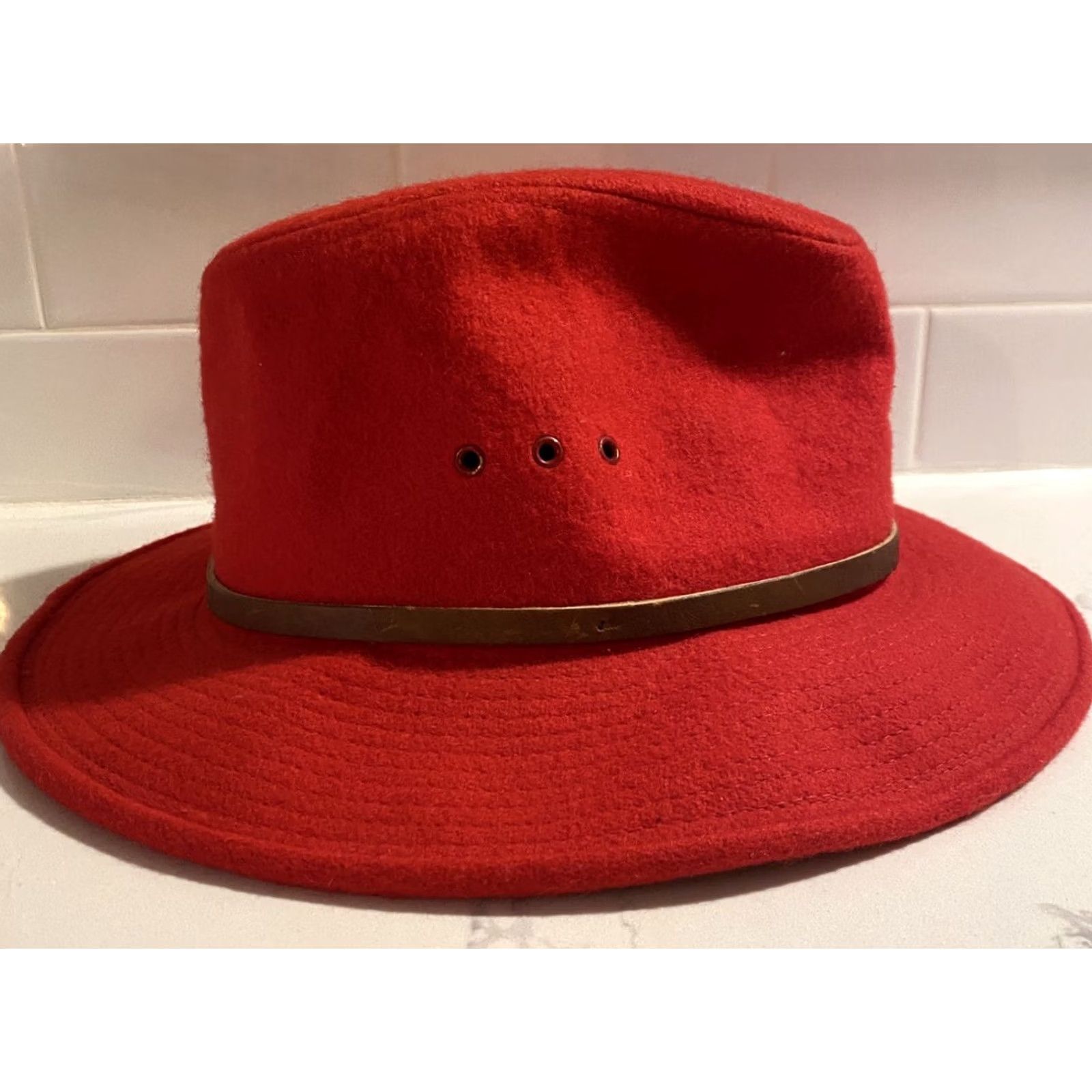 Eddie Bauer VINTAGE Eddie Bauer Women's Fedora Hat Wool Blend Red Size LG Made In USA Womens Fedora Hat Red Wool Blend Eddie Bauer USA LG Size ONE SIZE - 3 Thumbnail