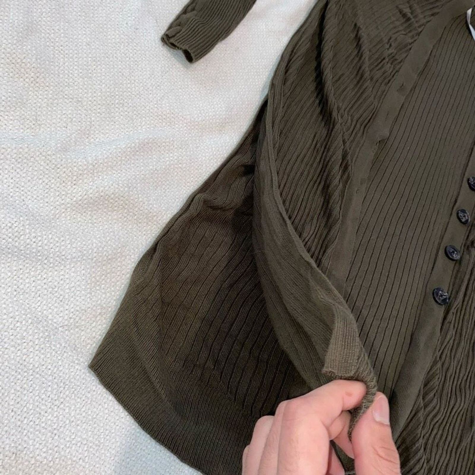Other J + J Olive Green Ribbed Midi Cardigan | Sz XS Size XS / US 0-2 / IT 36-38 - 6 Thumbnail