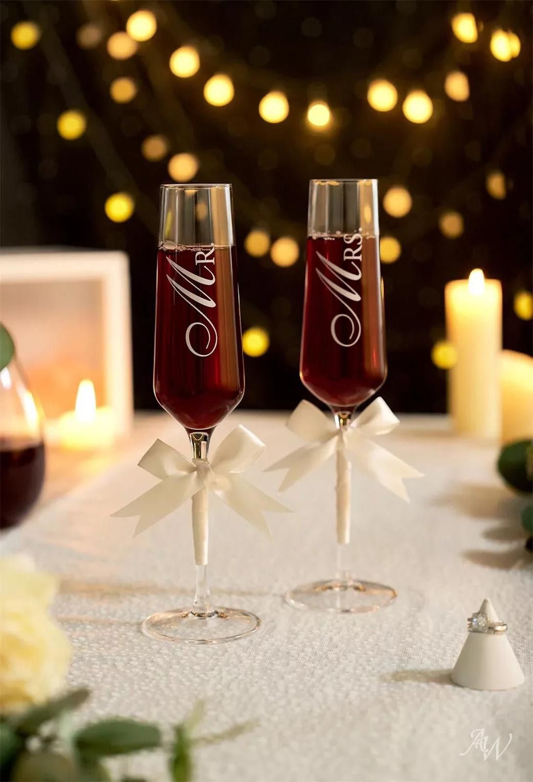 Other AW BRIDAL Mr. & Mrs. Champagne Flutes In Wooden Gift Box Size ONE SIZE - 3 Thumbnail