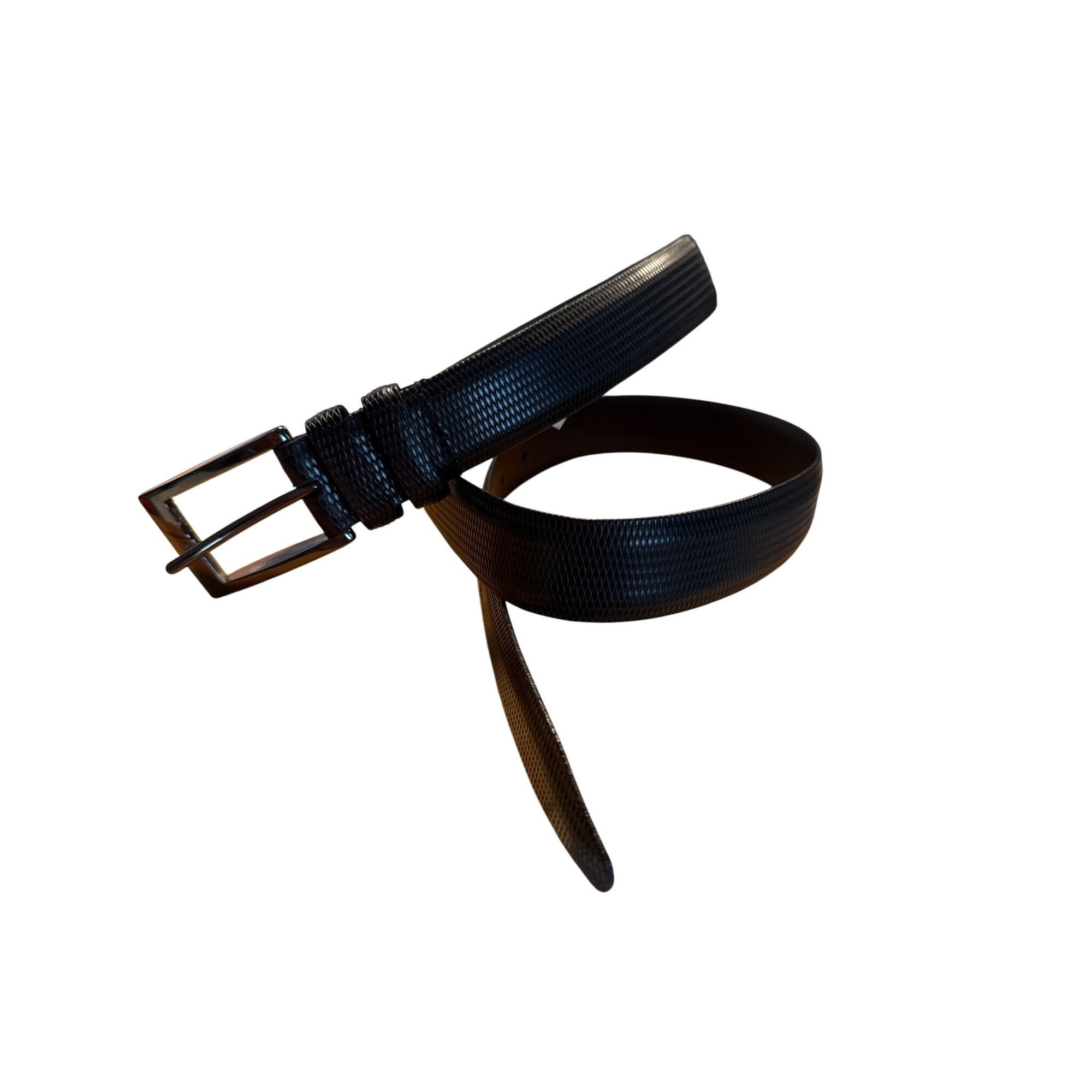 Designer Mens Warehouse Mens Black Leather Belt With Brass Buckle Siz Size 38 - 1 Thumbnail