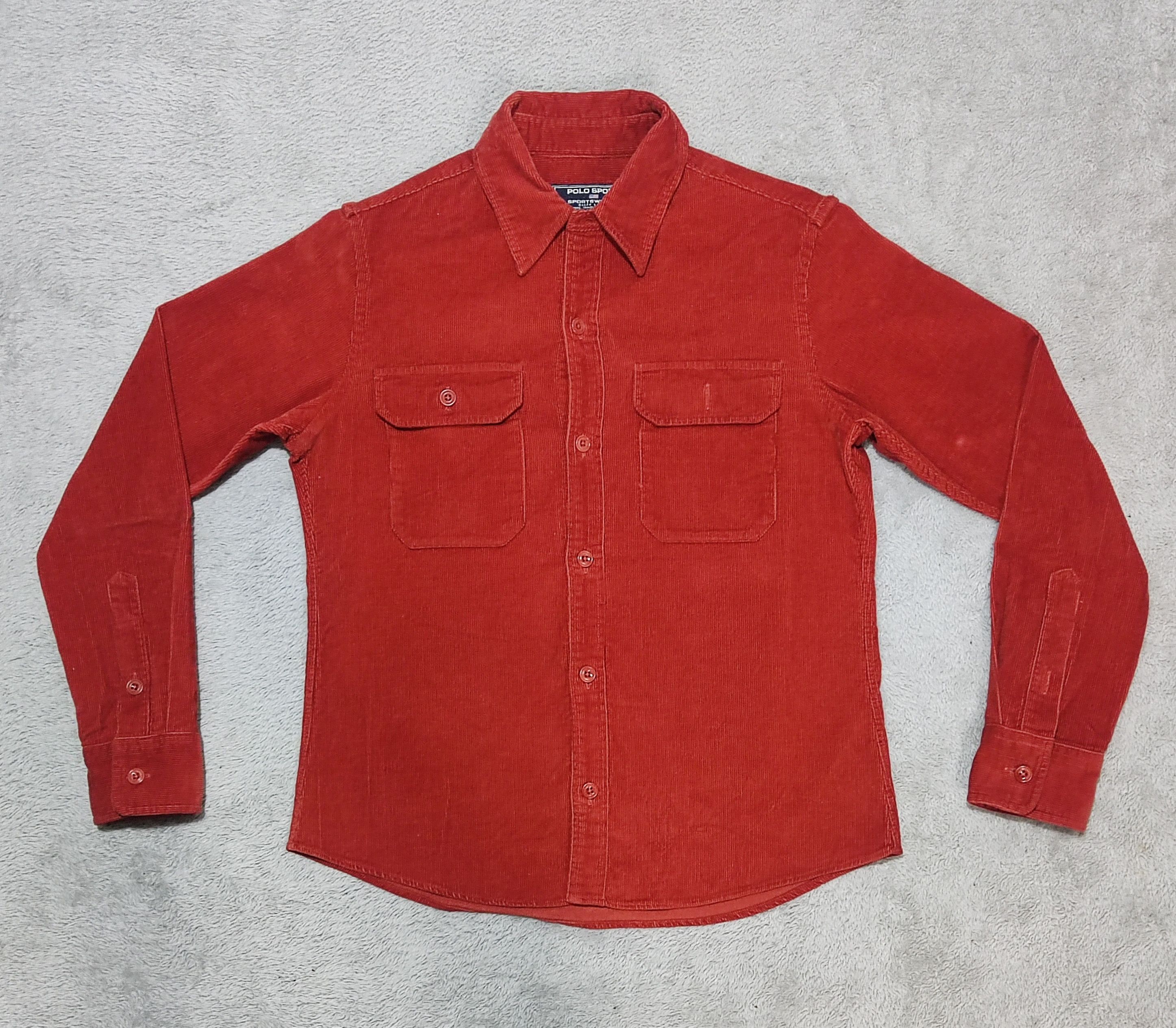 Polo Ralph Lauren VTG Polo Sport Ralph Lauren Sportswoman Red Corduroy Shirt Size S / US 4 / IT 40 - 1 Thumbnail