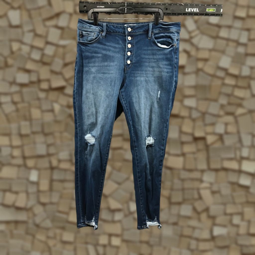 Vintage KanCan Skinny Jeans Womens 3XL Medium Wash Blue Button Fly Size 40" / US 18 - 1 Thumbnail