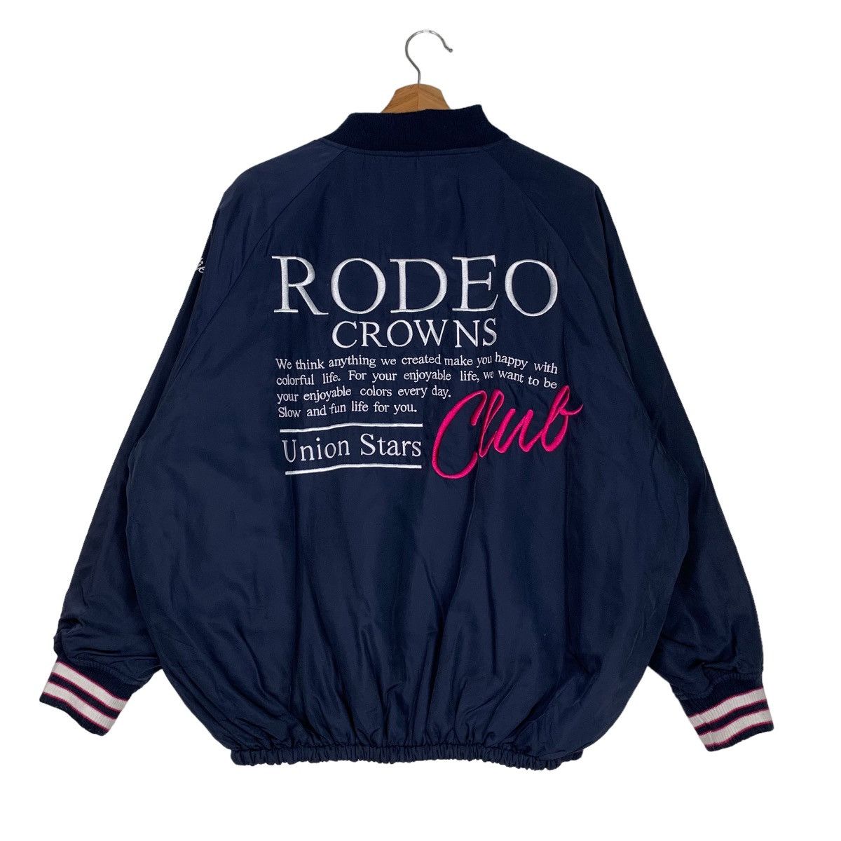 Japanese Brand RODEO CROWNS Union Stars Big Logo Bomber Jacket #0518-C24 Size US XL / EU 56 / 4 - 1 Thumbnail